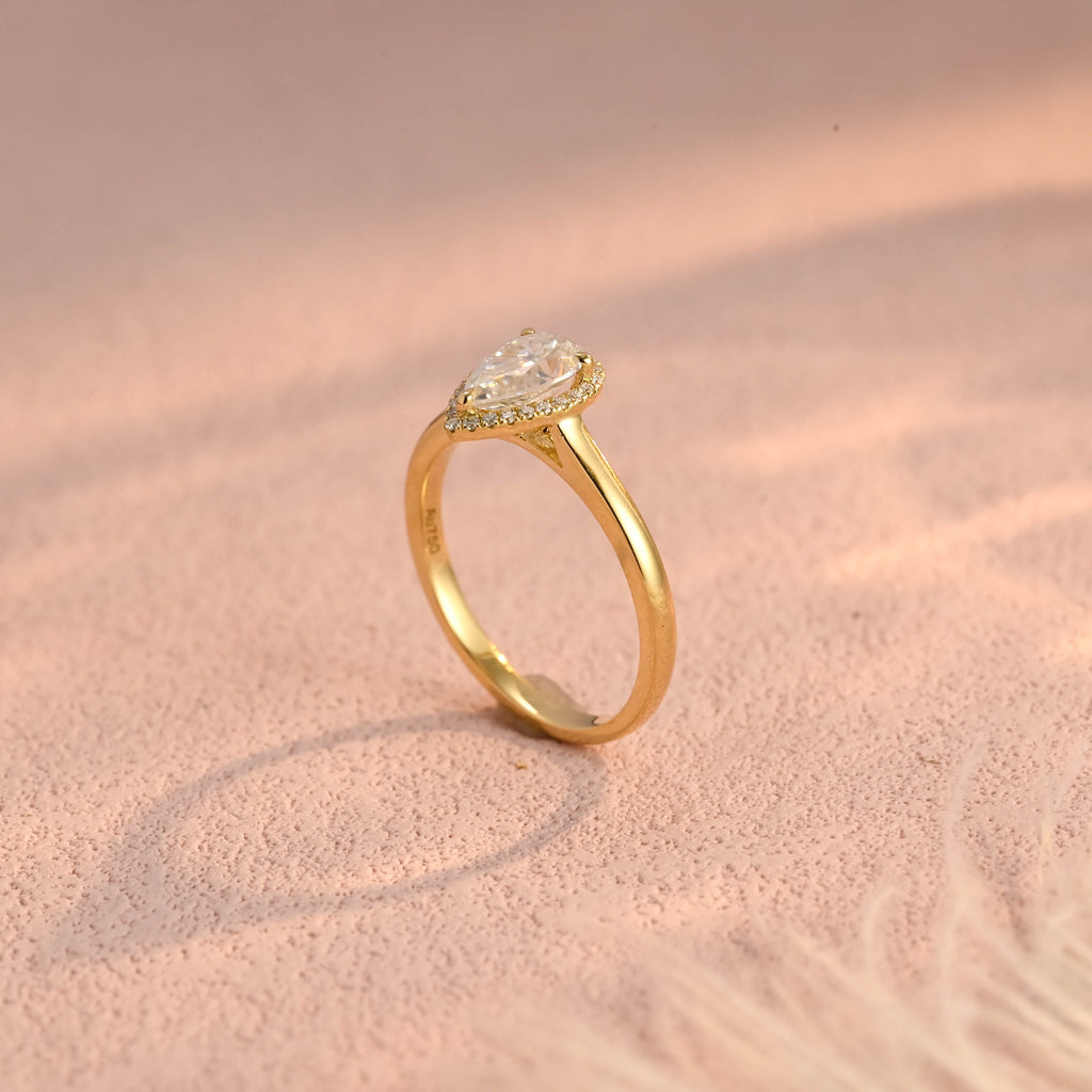 IGI Certified 1-5 Carat Pear Shaped Lab Grown Diamond Ring | D VS1 EX | 14K 18K Gold & Platinum