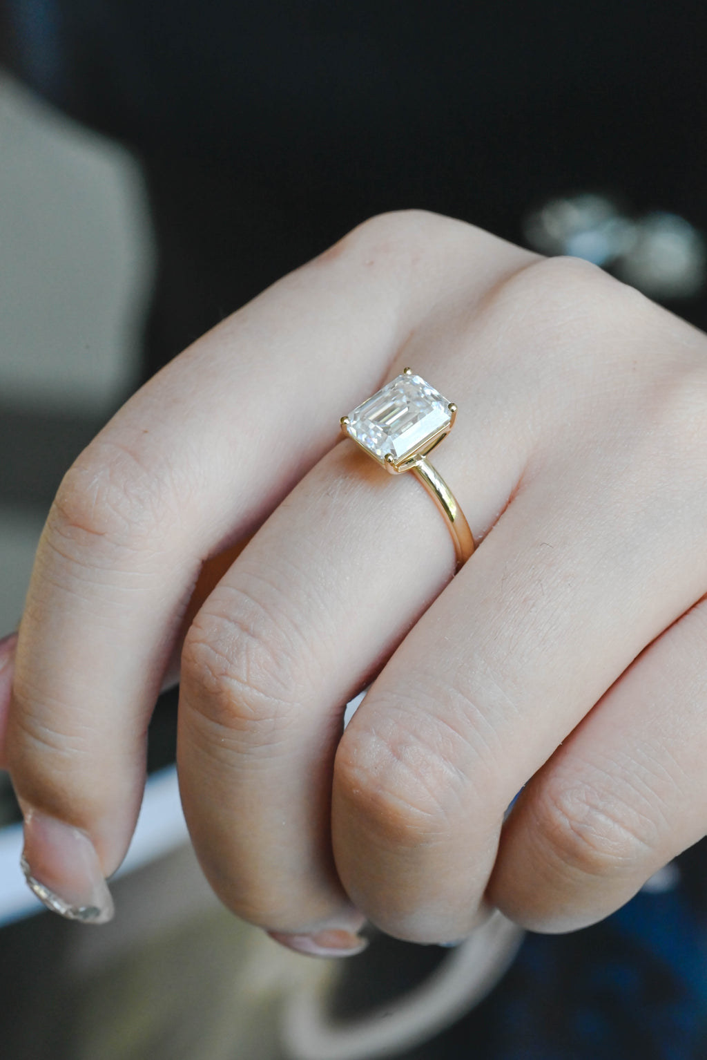 IGI Certified 1-5 Carat Emerald Cut Lab Grown Diamond Ring | D VS1 EX | 14K 18K Gold
