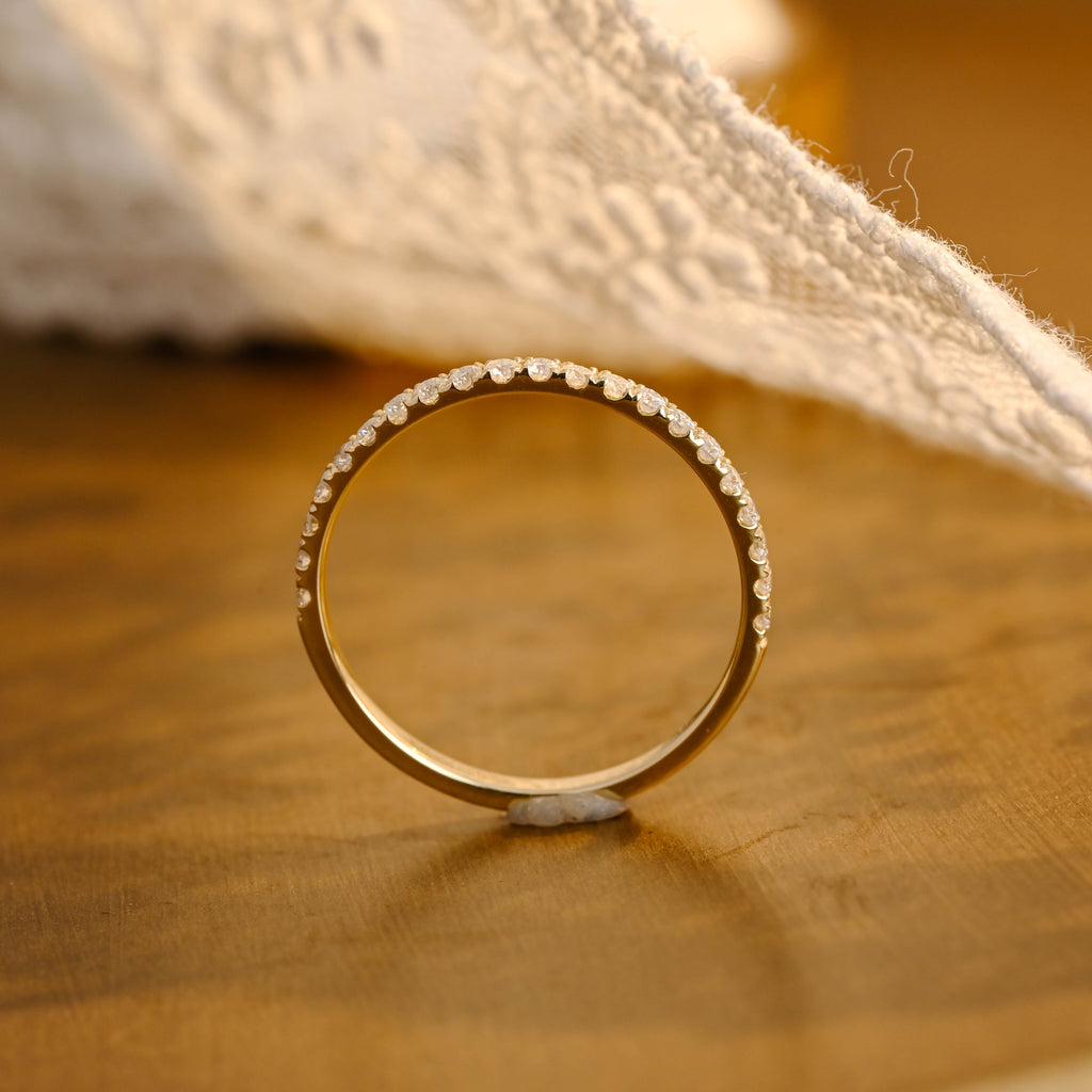 Premium Round Brilliant Lab Grown Diamond Half-Eternity Band | D-E VVS-VS | 14K 18K Gold & Platinum