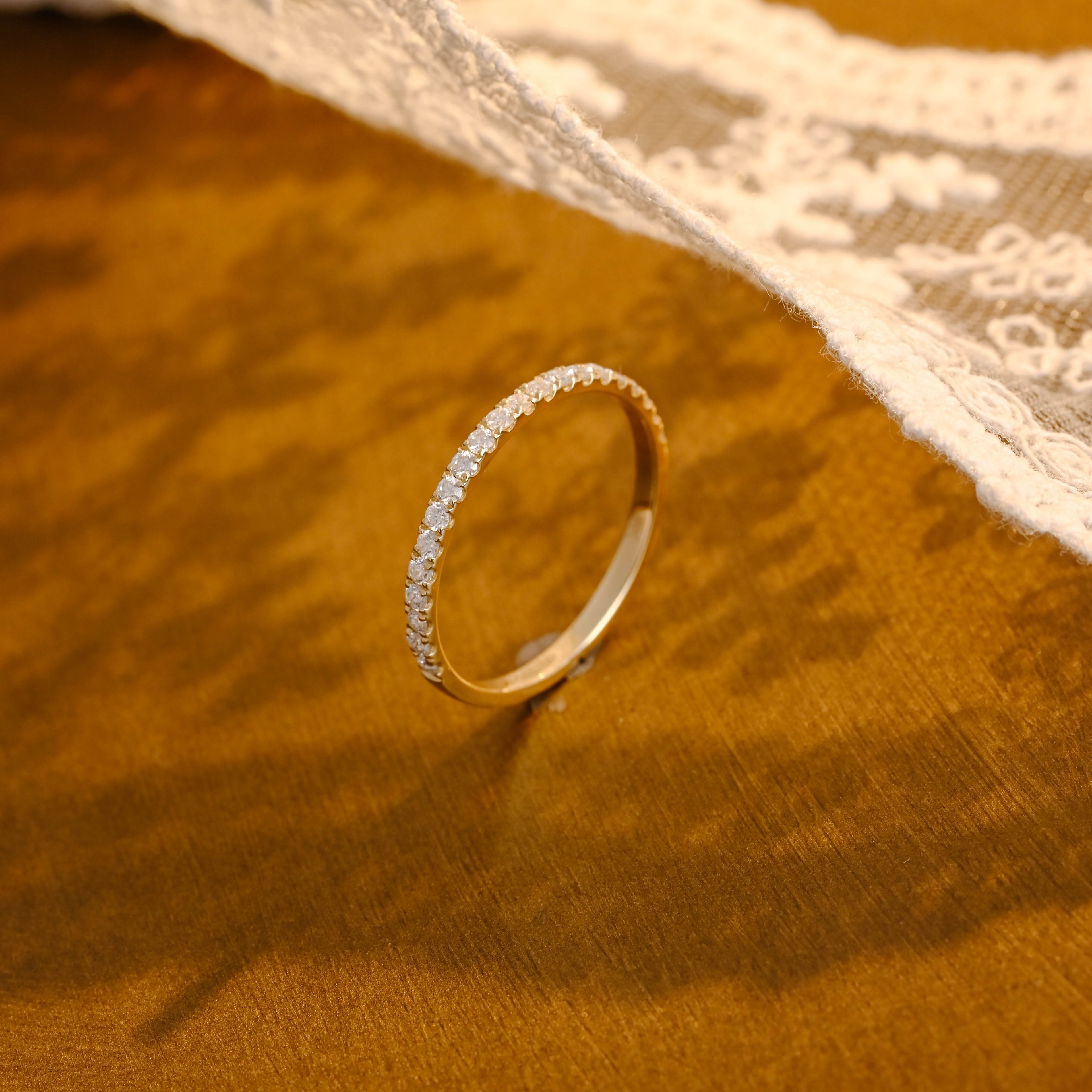 Premium Round Brilliant Lab Grown Diamond Half-Eternity Band | D-E VVS-VS | 14K 18K Gold & Platinum