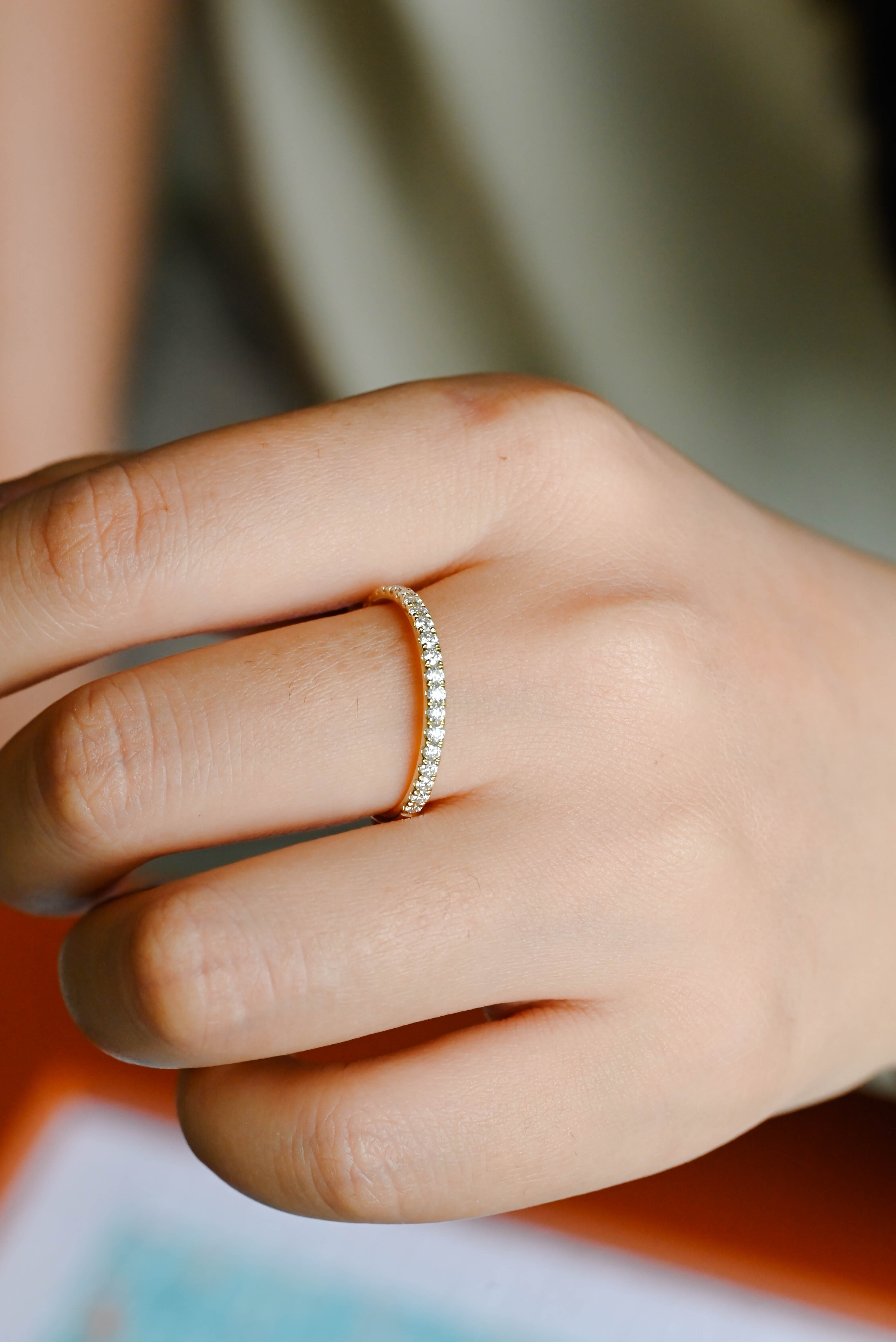Premium Round Brilliant Lab Grown Diamond Half-Eternity Band | D-E VVS-VS | 14K 18K Gold & Platinum