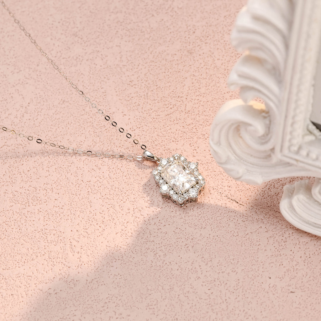 IGI Certified Radiant Cut Lab Grown Diamond Pendant Necklace | 1-5 CT | D VS1 EX | 14K 18K Platinum