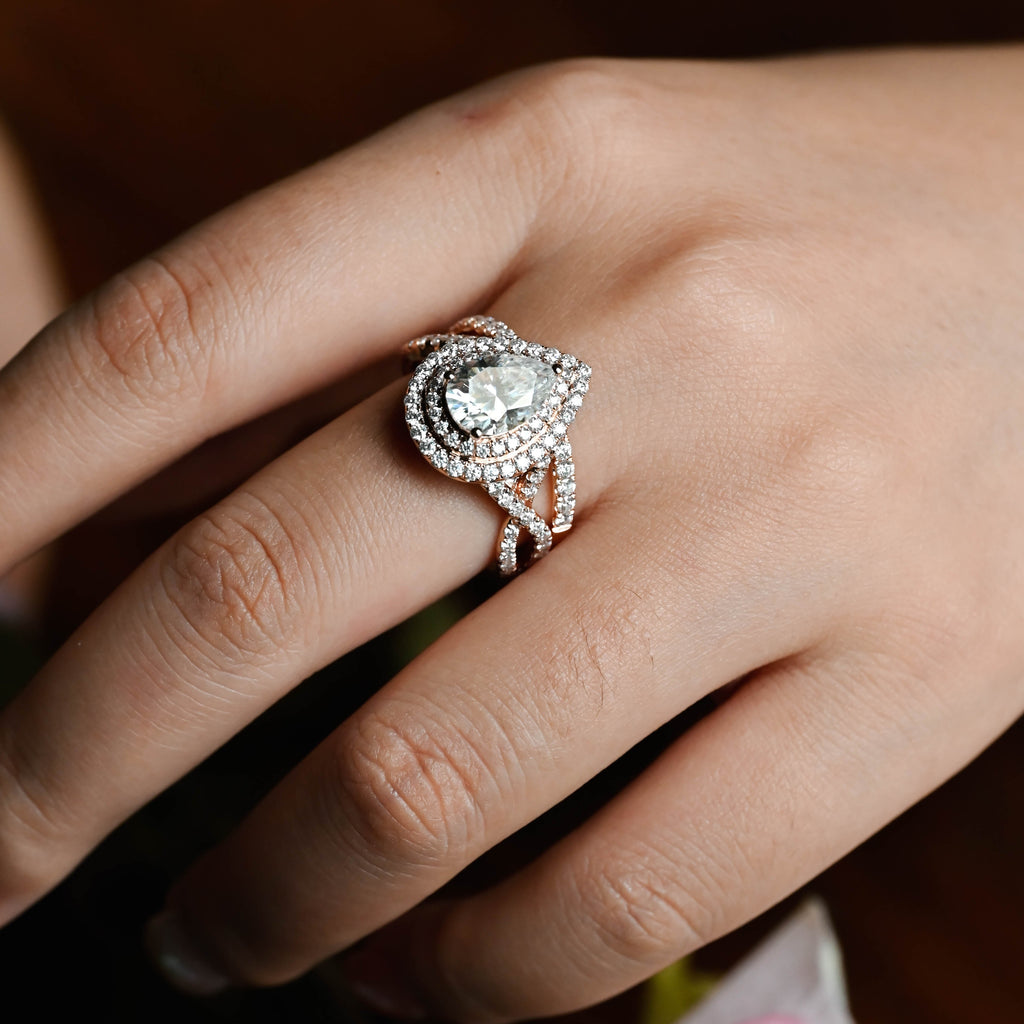 IGI Certified 1-5 Carat Pear Shaped Lab Grown Diamond Ring | D VS1 EX | 14K 18K Gold & Platinum