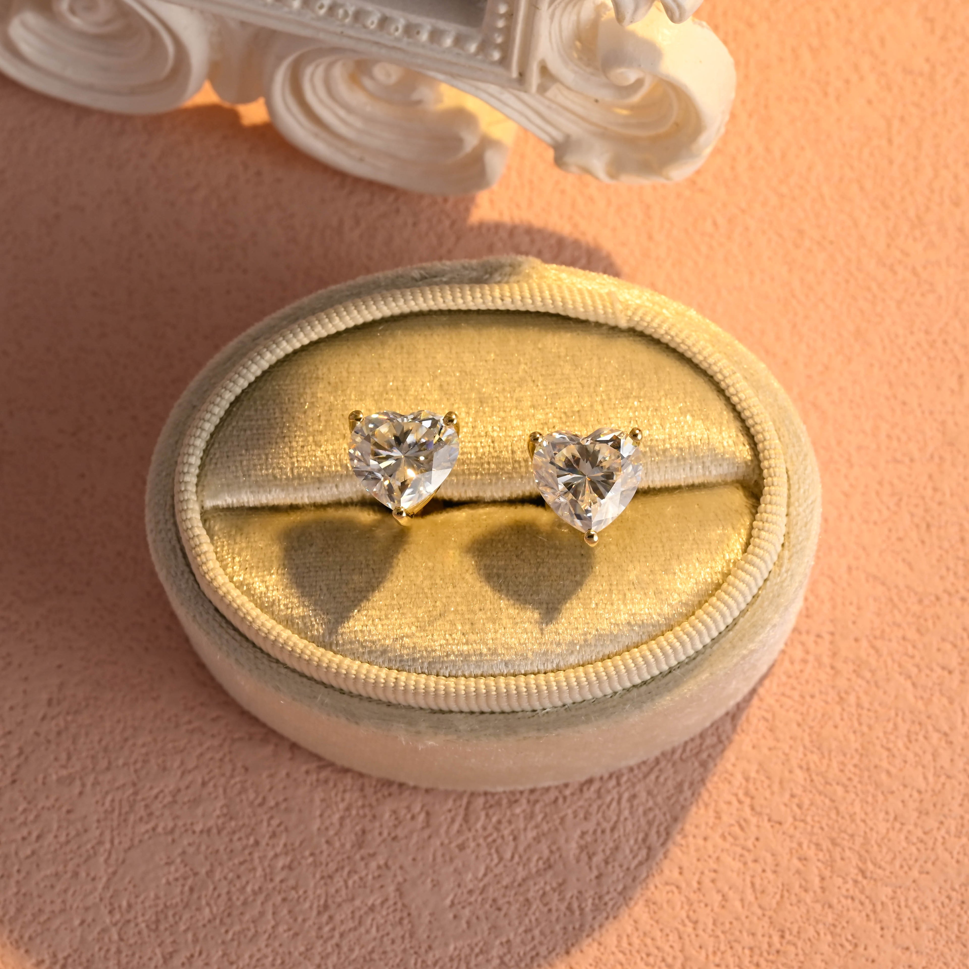 IGI Certified Heart Shaped Lab Grown Diamond Stud Earrings | D VS1 EX | 1-3 CTW | 14K 18K Gold & Platinum