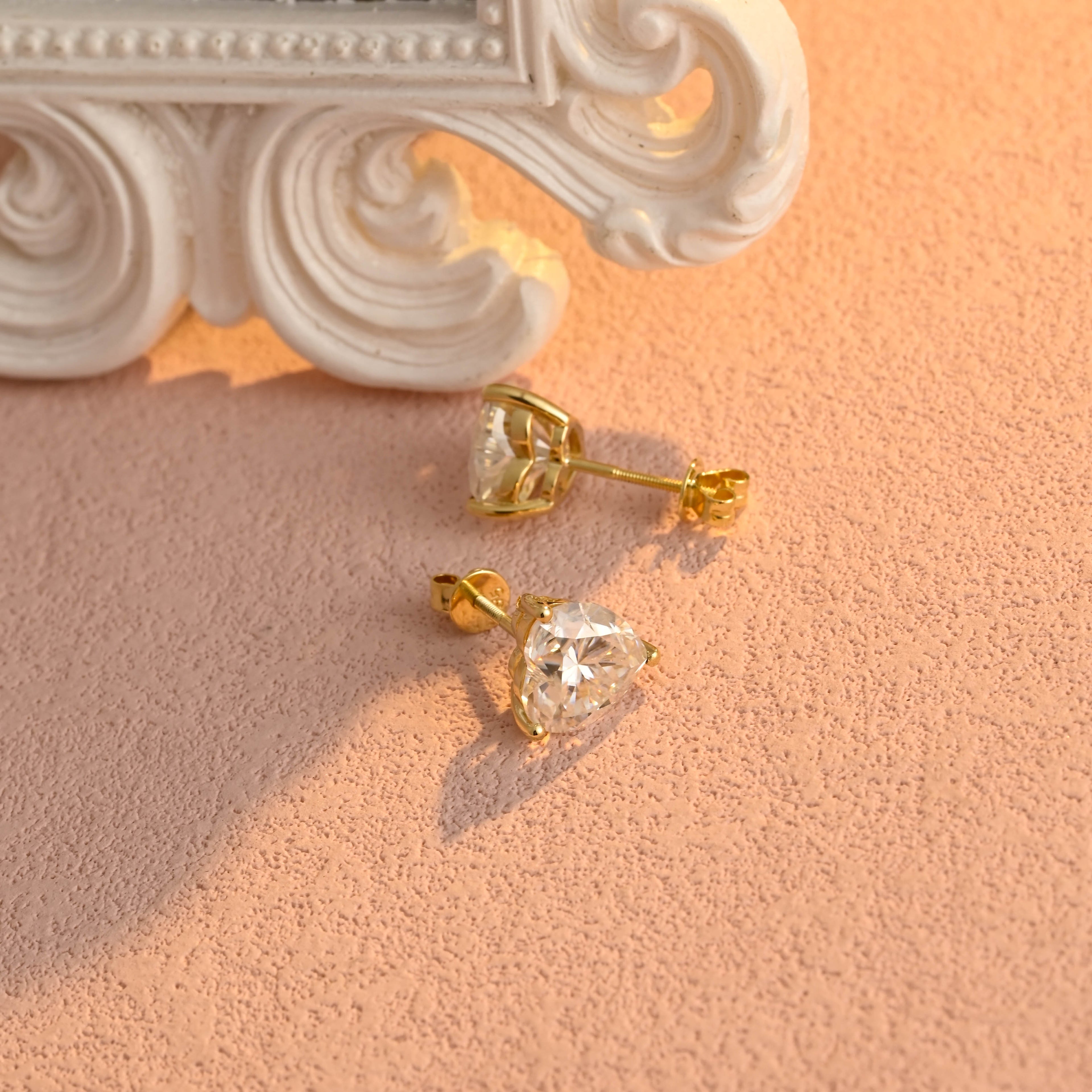 IGI Certified Heart Shaped Lab Grown Diamond Stud Earrings | D VS1 EX | 1-3 CTW | 14K 18K Gold & Platinum