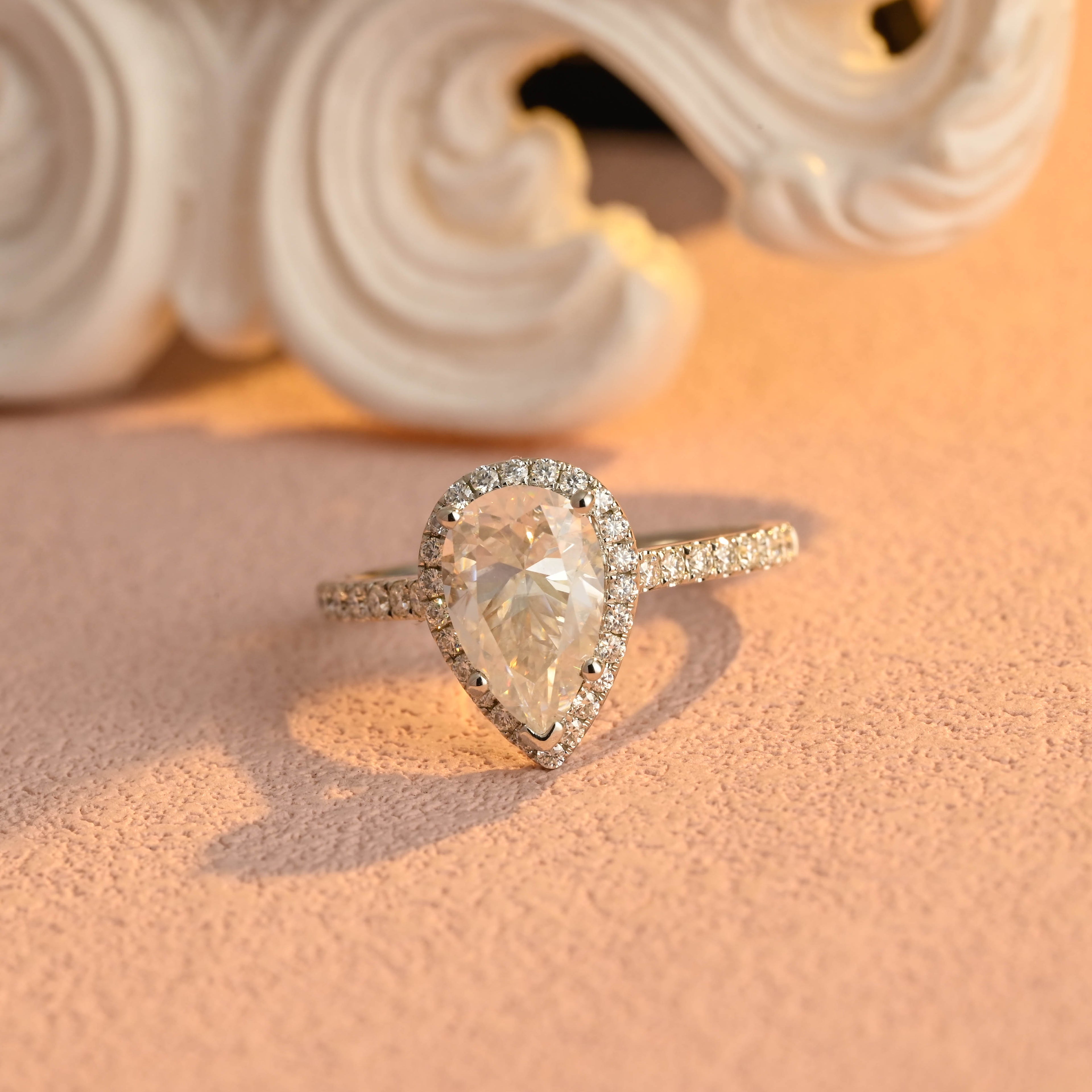 IGI Certified 1-5 Carat Pear Shaped Lab Grown Diamond Ring | D VS1 EX | 14K 18K Gold & Platinum