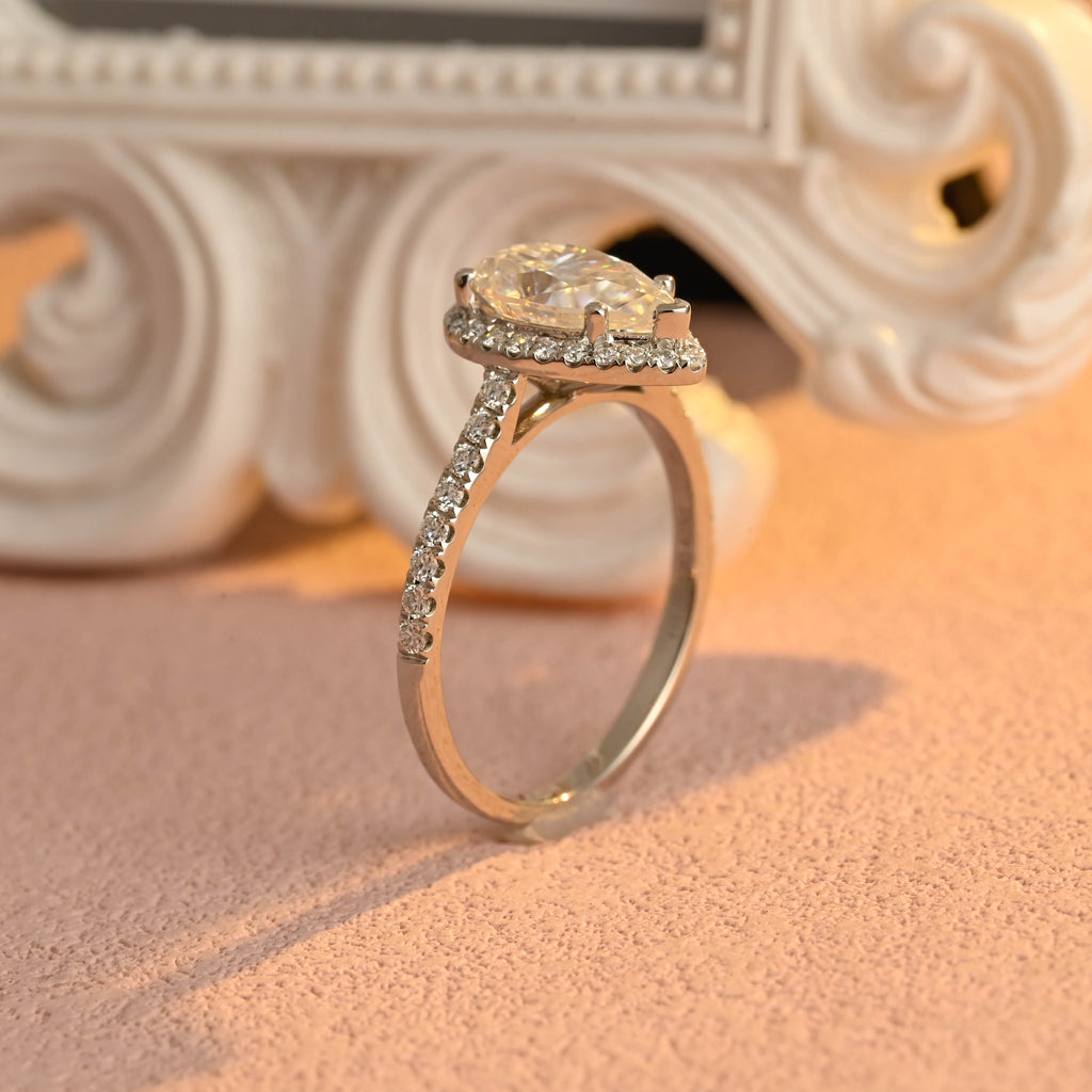 IGI Certified 1-5 Carat Pear Shaped Lab Grown Diamond Ring | D VS1 EX | 14K 18K Gold & Platinum