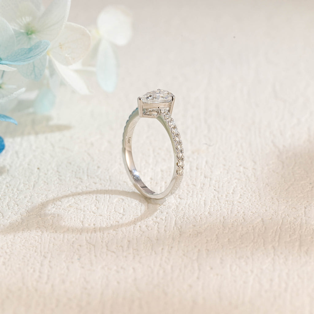 IGI Certified 1-5 Carat Pear Shaped Lab Grown Diamond Ring | D VS1 EX | 14K 18K Gold & Platinum