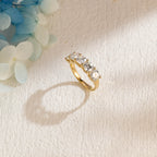 3.0 CTW Five-Stone Cushion Cut Lab Grown Diamond Band | D-E VVS-VS | 14K 18K Platinum