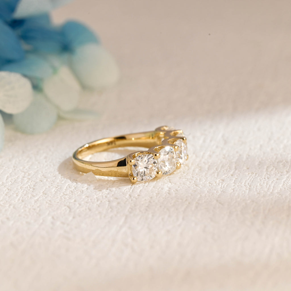 3.0 CTW Five-Stone Cushion Cut Lab Grown Diamond Band | D-E VVS-VS | 14K 18K Platinum