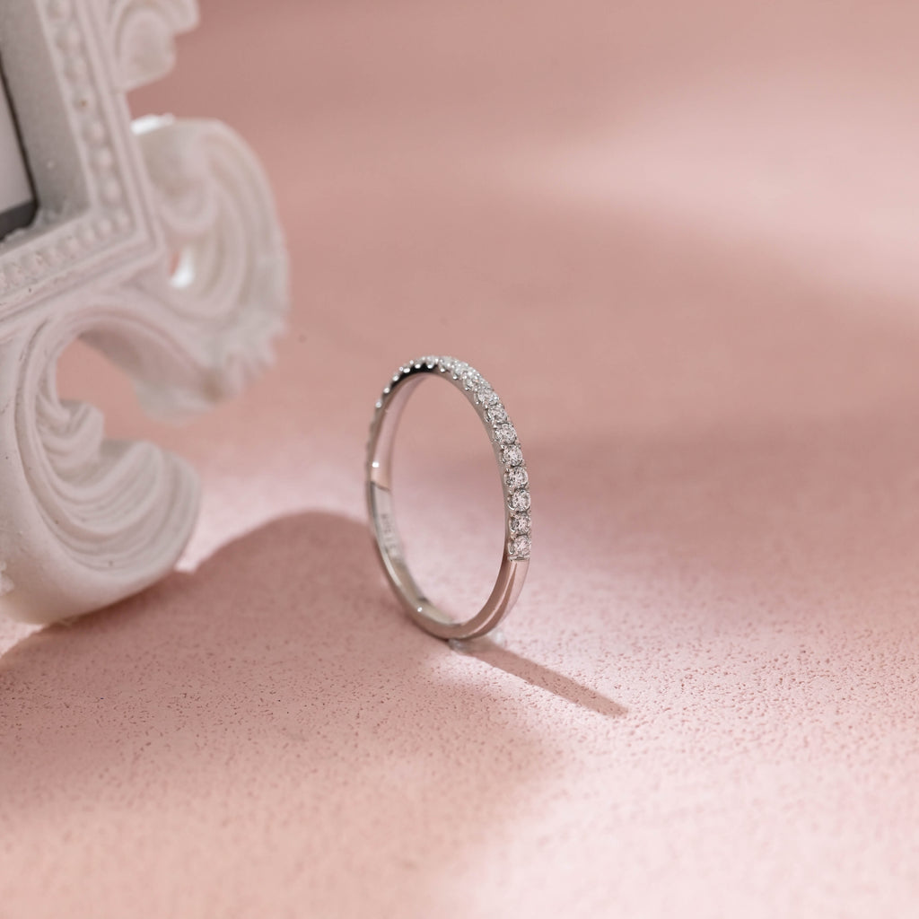 Classic Round Lab Grown Diamond Half Eternity Band | D-E VVS-VS | 14K 18K Gold & Platinum