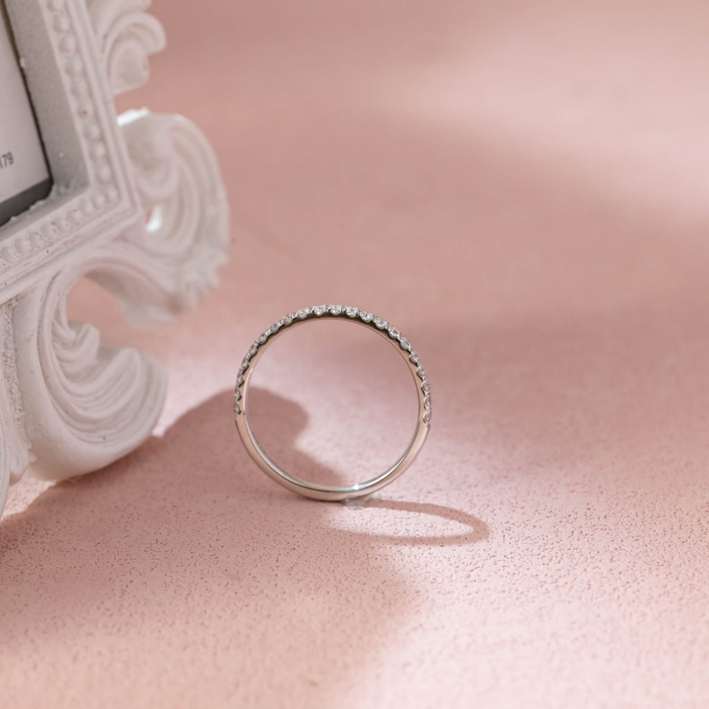 Classic Round Lab Grown Diamond Half Eternity Band | D-E VVS-VS | 14K 18K Gold & Platinum