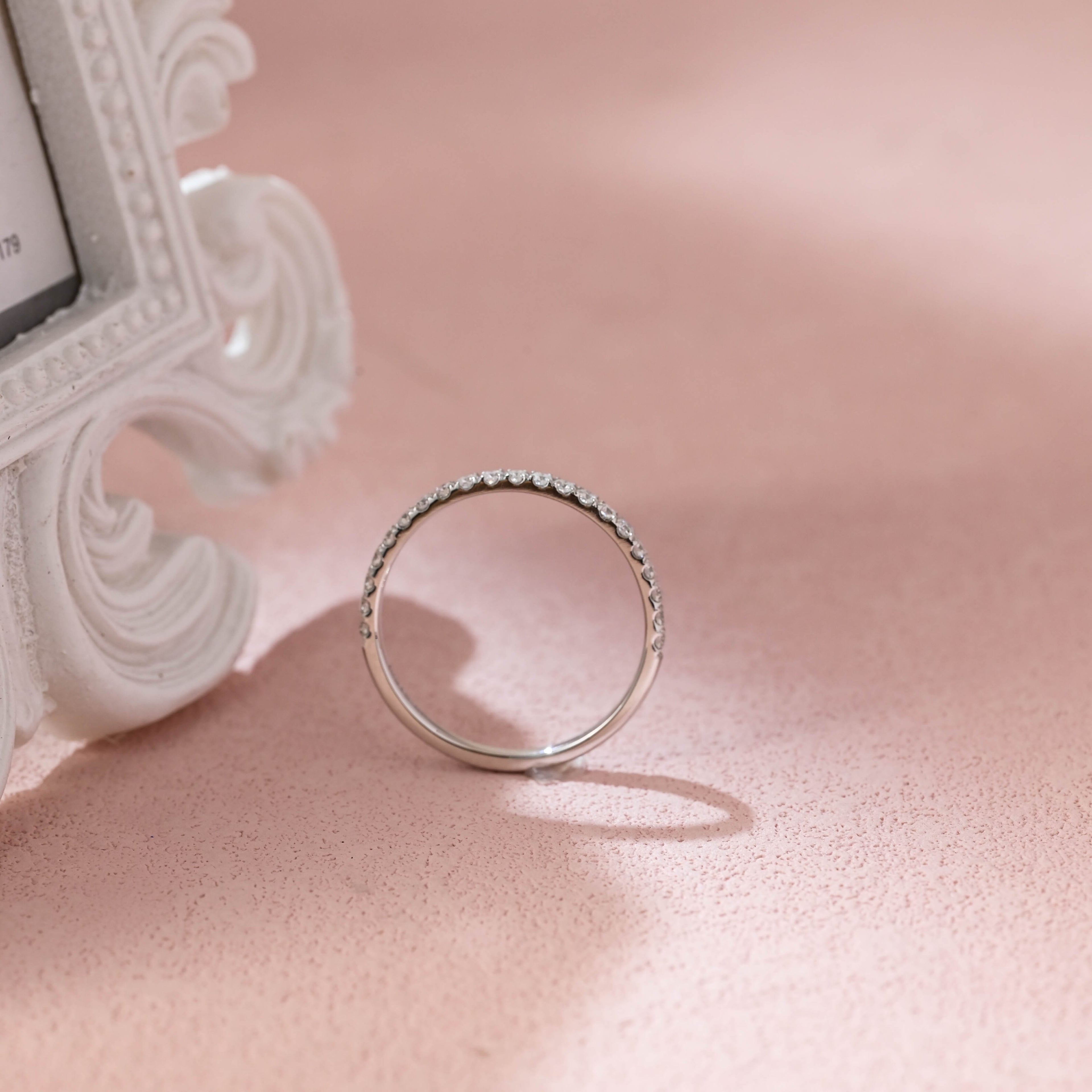 Classic Round Lab Grown Diamond Half Eternity Band | D-E VVS-VS | 14K 18K Gold & Platinum