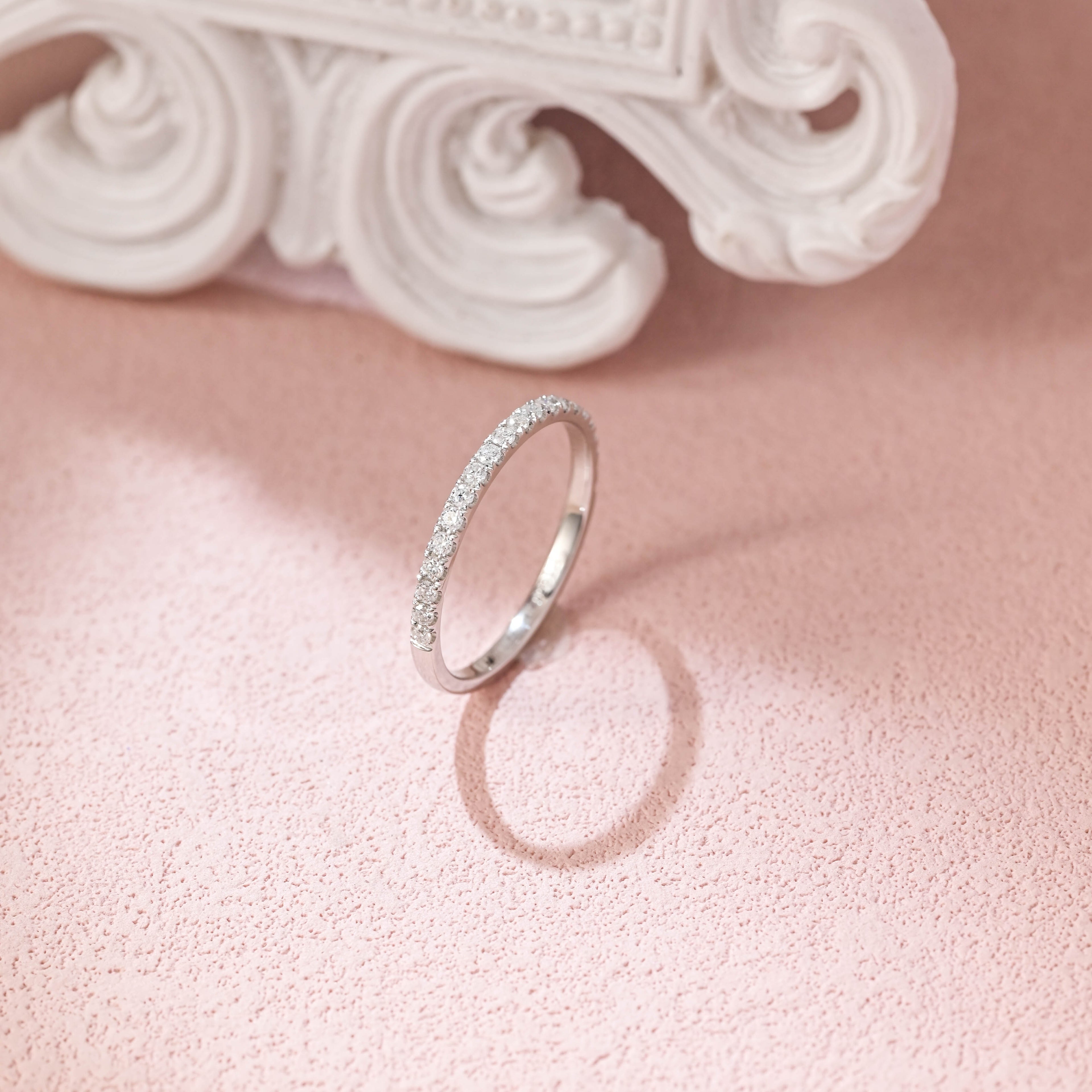 Classic Round Lab Grown Diamond Half Eternity Band | D-E VVS-VS | 14K 18K Gold & Platinum