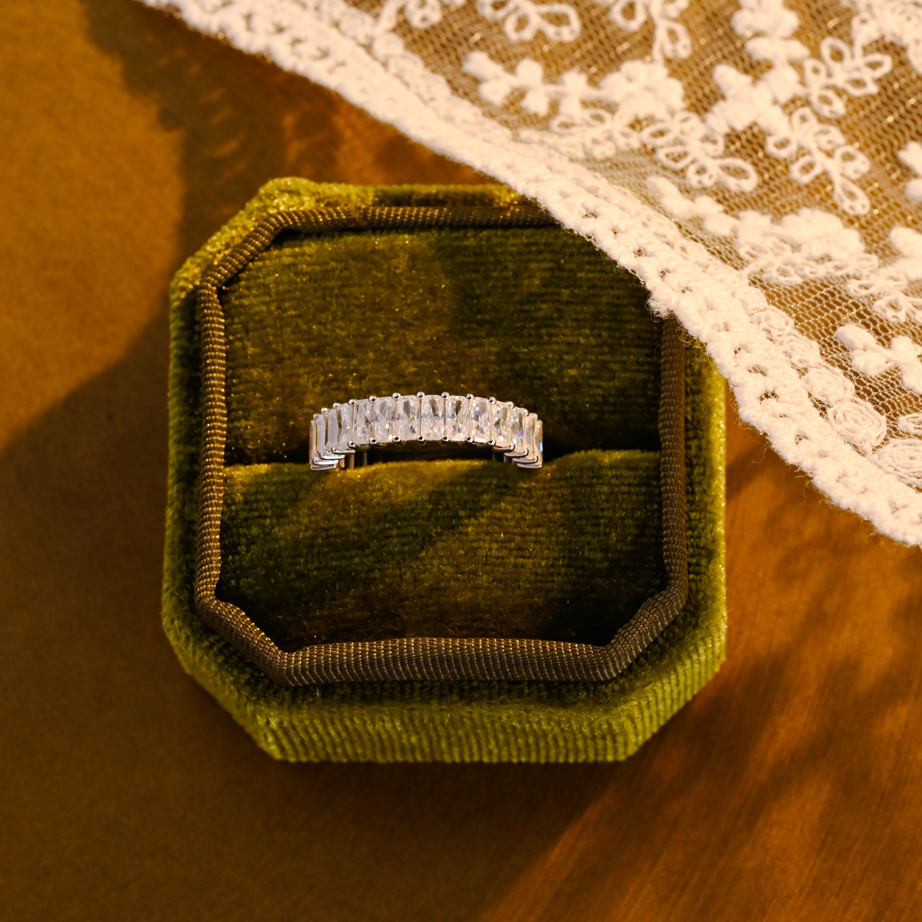 3.3 CTW Emerald & Radiant Cut Lab Grown Diamond Eternity Band | D-E VVS-VS | 14K 18K Platinum
