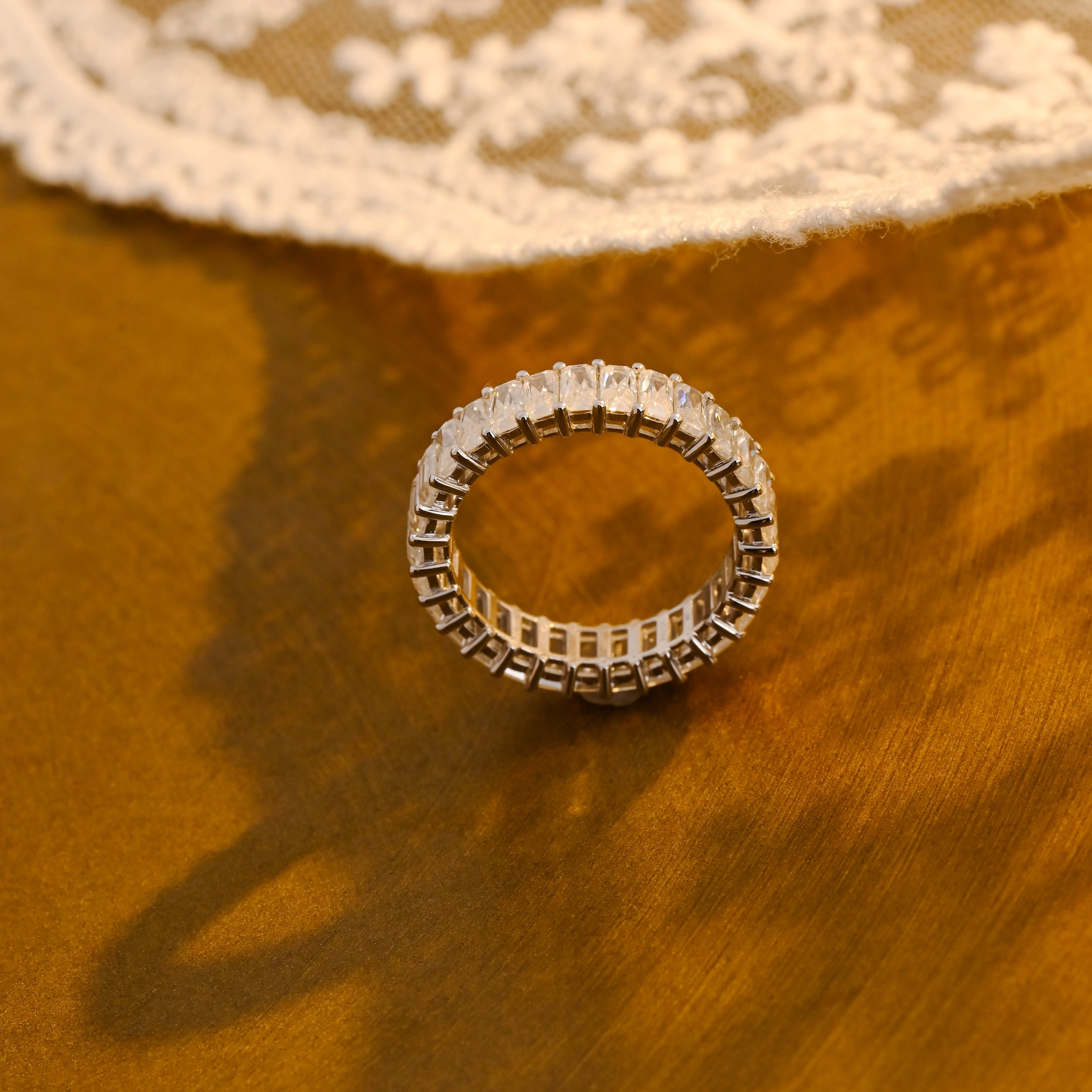 3.3 CTW Emerald & Radiant Cut Lab Grown Diamond Eternity Band | D-E VVS-VS | 14K 18K Platinum