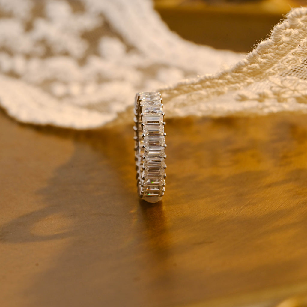 3.3 CTW Emerald & Radiant Cut Lab Grown Diamond Eternity Band | D-E VVS-VS | 14K 18K Platinum
