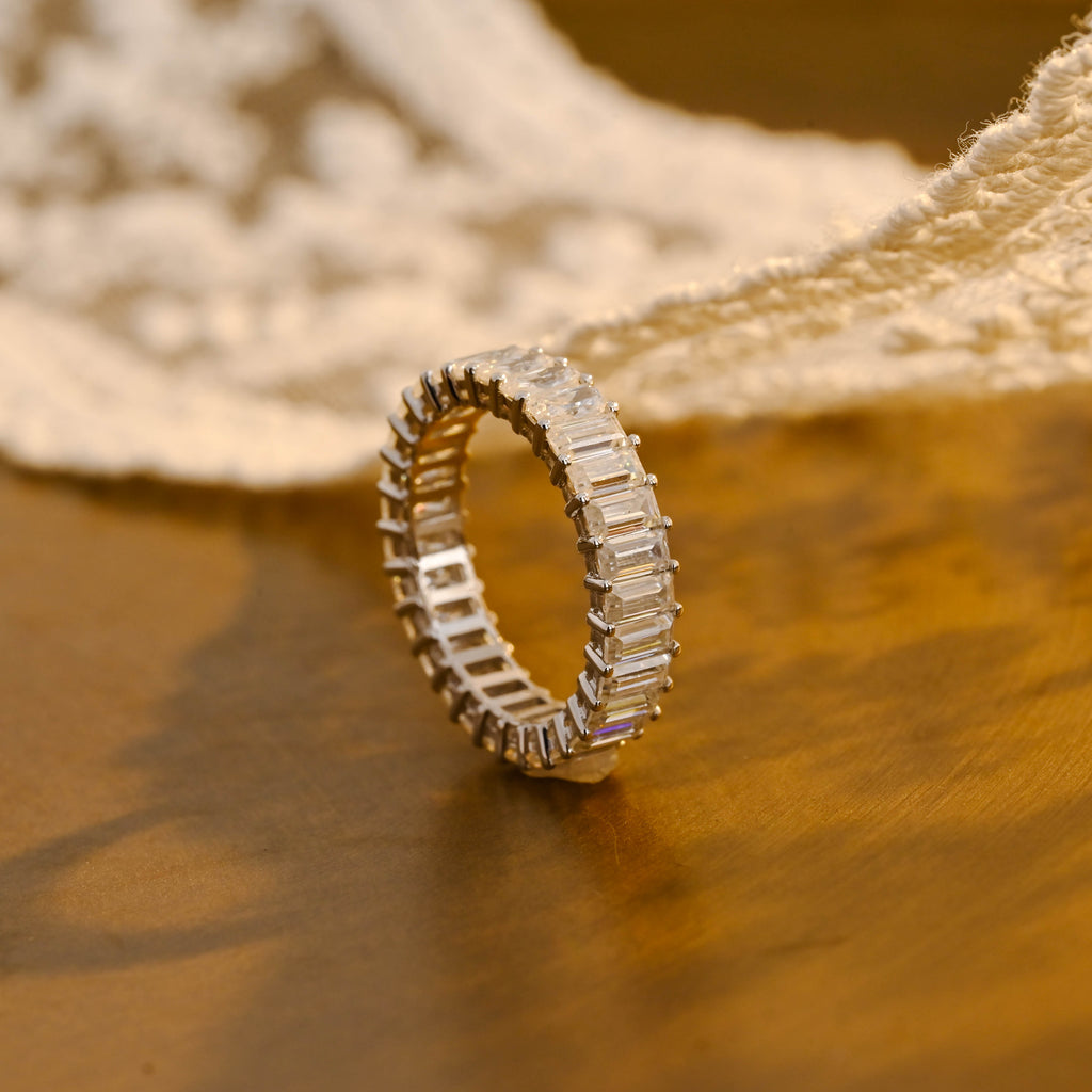 3.3 CTW Emerald & Radiant Cut Lab Grown Diamond Eternity Band | D-E VVS-VS | 14K 18K Platinum