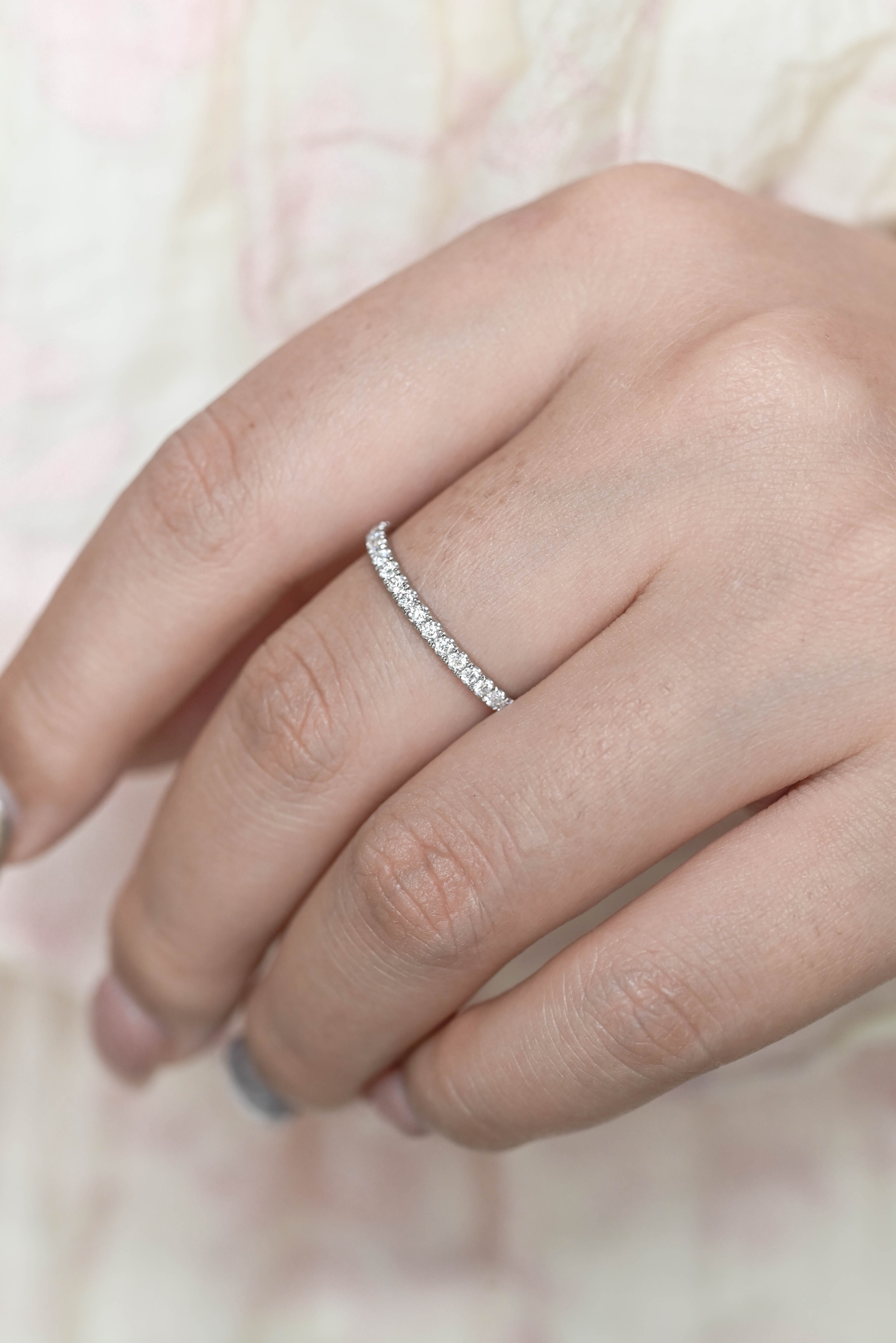 Classic Round Lab Grown Diamond Half Eternity Band | D-E VVS-VS | 14K 18K Gold & Platinum