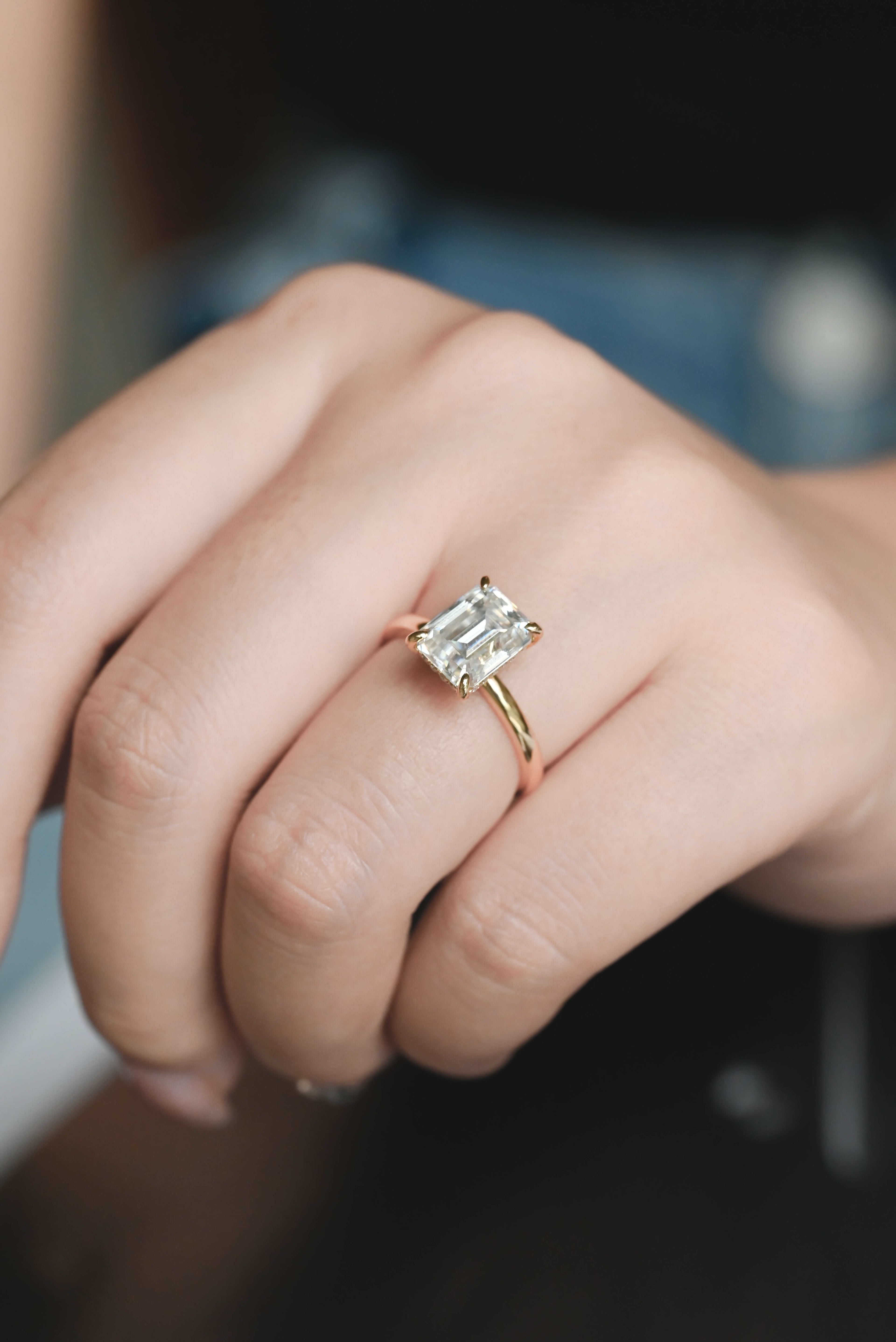 IGI Certified 1-5 Carat Emerald Cut Lab Grown Diamond Ring | D VS1 EX | 14K 18K Gold & Platinum