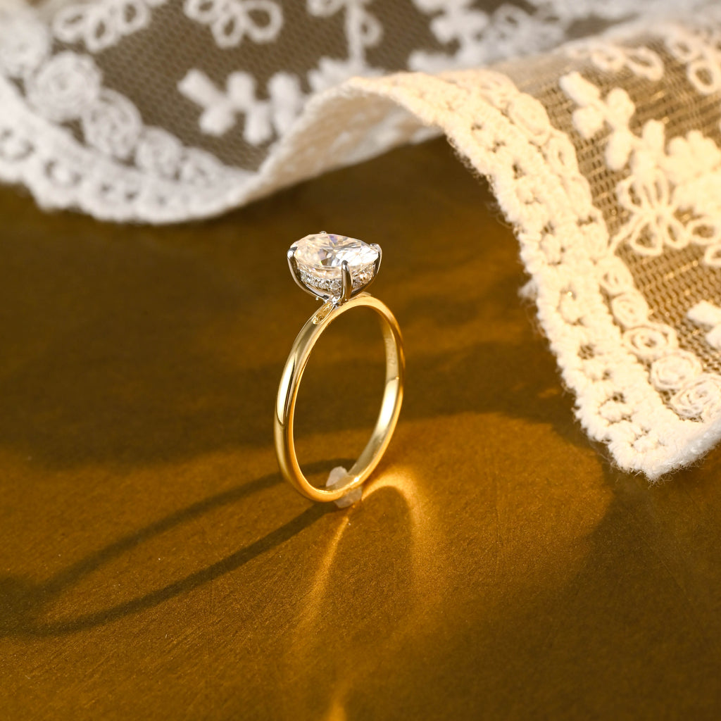 IGI Certified 1-5 Carat Oval Lab Grown Diamond Two-Tone Ring | D VS1 EX | 14K 18K Gold & Platinum
