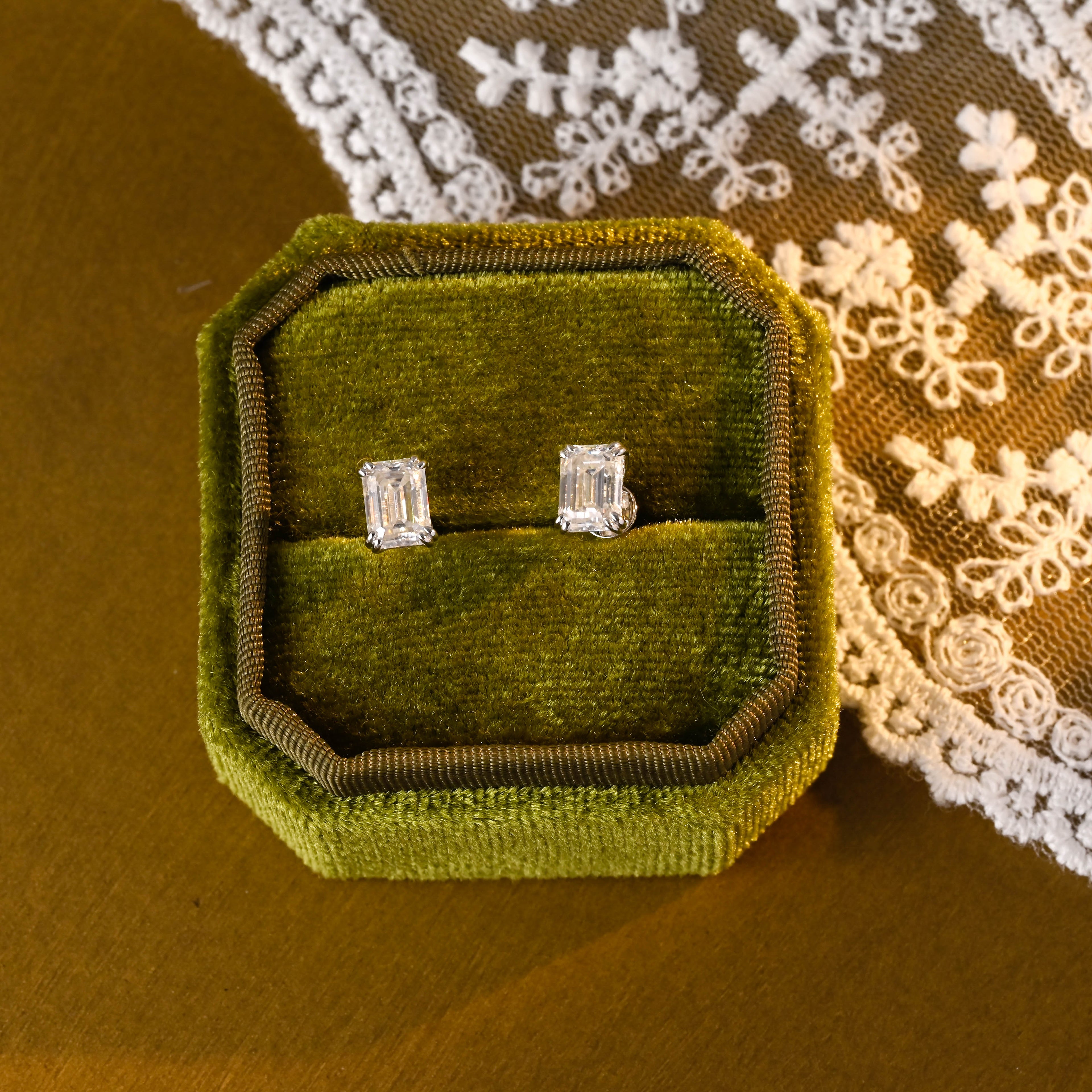 IGI Certified Emerald Cut Lab Grown Diamond Stud Earrings | D VS1 EX | 1-3 CTW | 14K 18K Gold & Platinum
