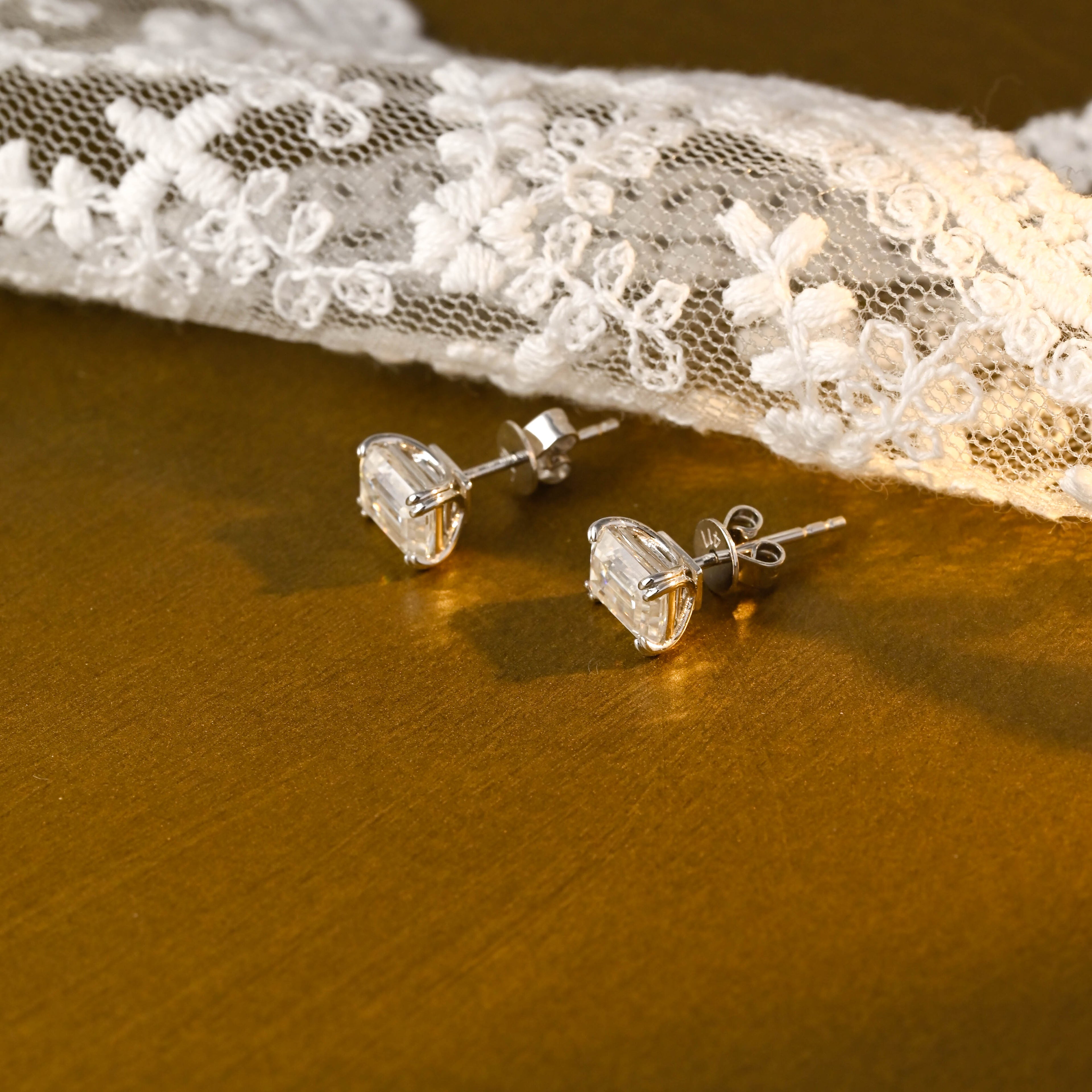 IGI Certified Emerald Cut Lab Grown Diamond Stud Earrings | D VS1 EX | 1-3 CTW | 14K 18K Gold & Platinum