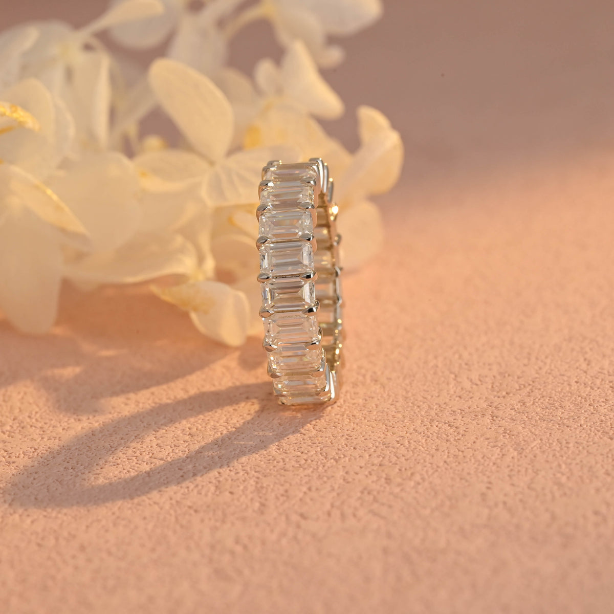 6 Carat Total Weight Emerald Cut Lab Grown Diamond Eternity Band | D-E VVS-VS | 14K 18K Platinum