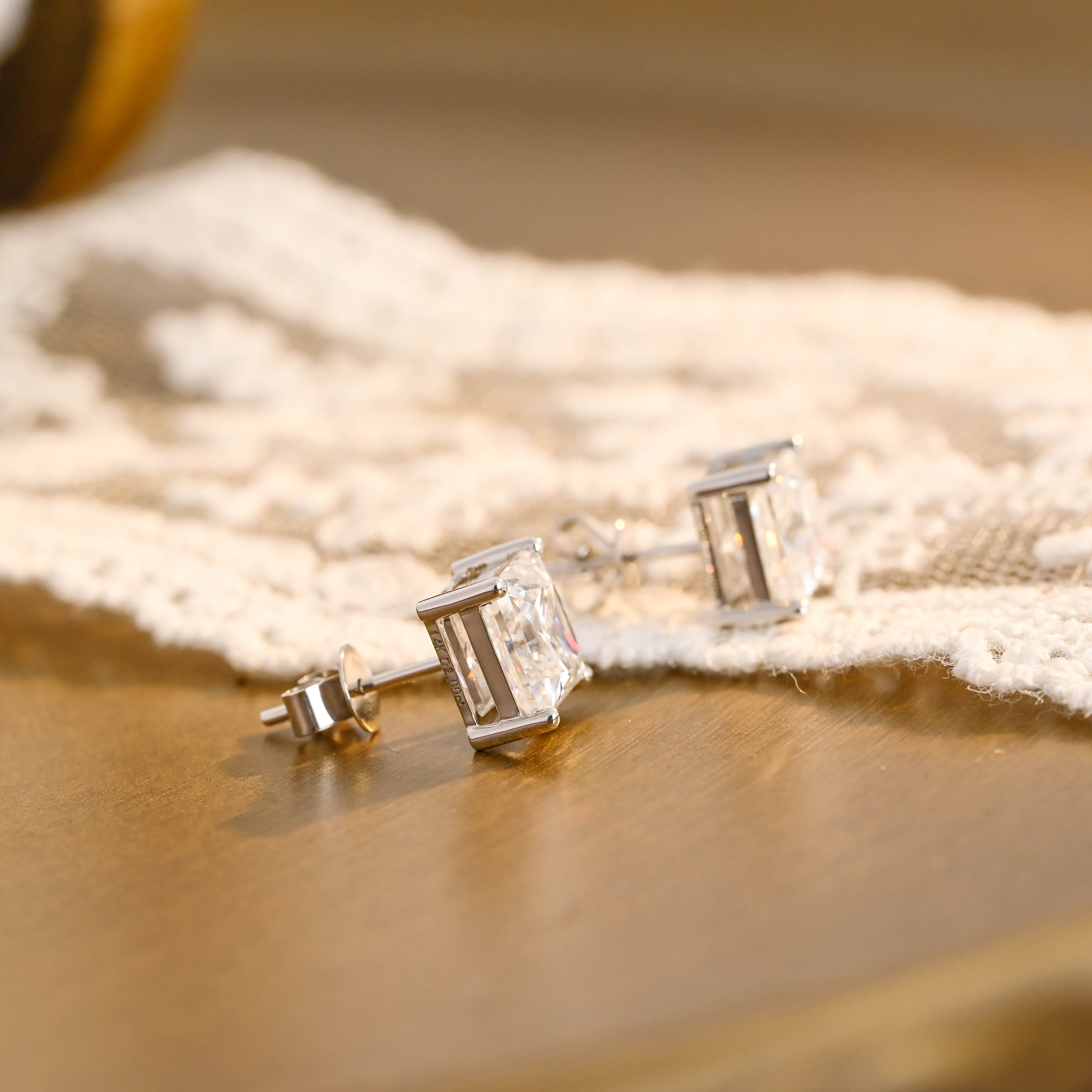 IGI Certified Princess Cut Lab Grown Diamond Stud Earrings | D VS1 EX | 2-6 CTW | 14K 18K Gold & Platinum