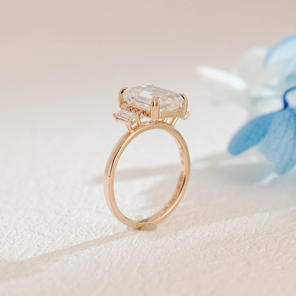 IGI Certified 1-5 Carat D Color VS1 Clarity Emerald Cut Lab Grown Diamond Engagement Ring in 14K/18K Gold or Platinum