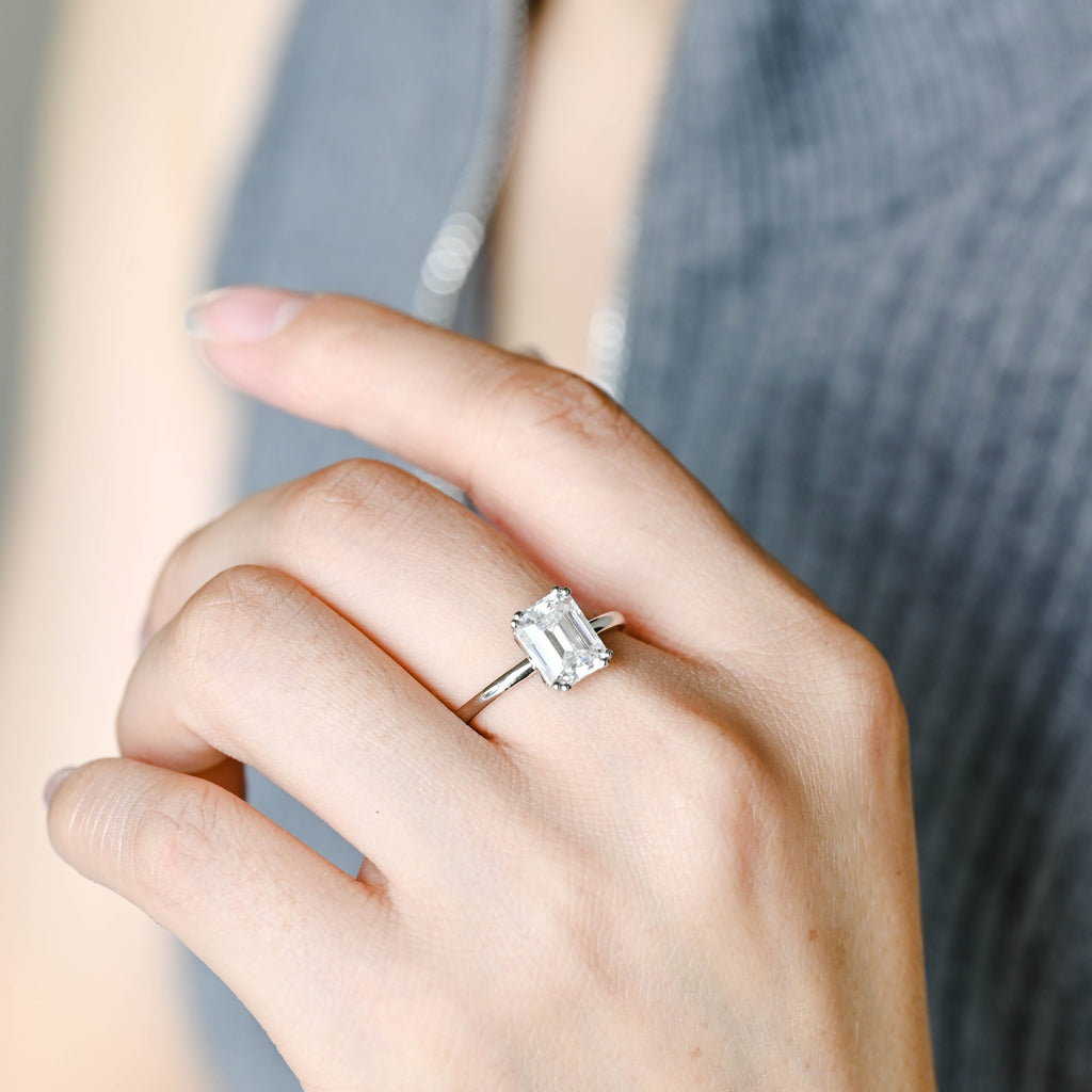 IGI Certified 1-5 Carat Emerald Cut Lab Grown Diamond Ring | D VS1 EX | 14K 18K Gold & Platinum