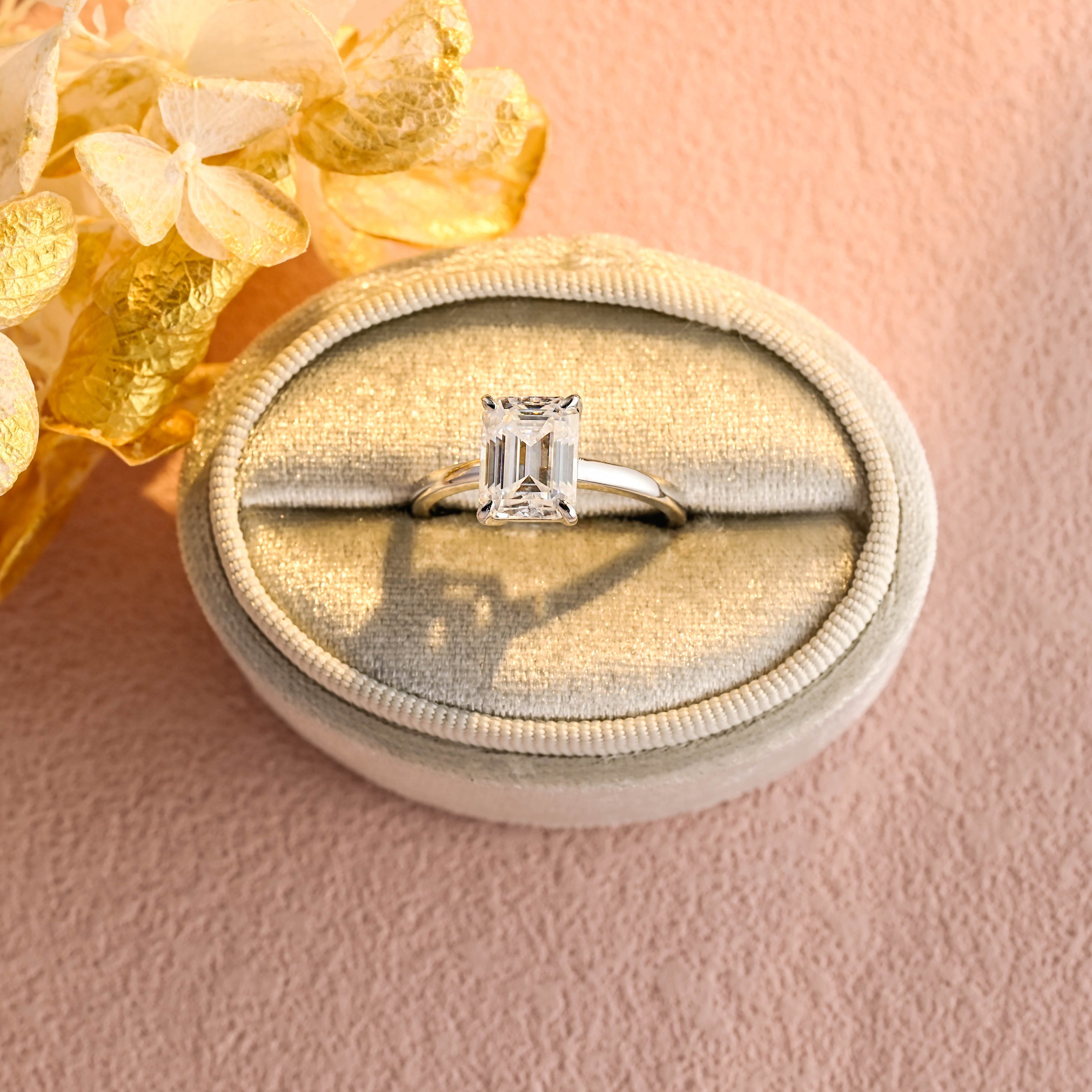 IGI Certified 1-5 Carat D Color VS1 Clarity Emerald Cut Lab Grown Diamond Engagement Ring in 14K/18K Gold or Platinum