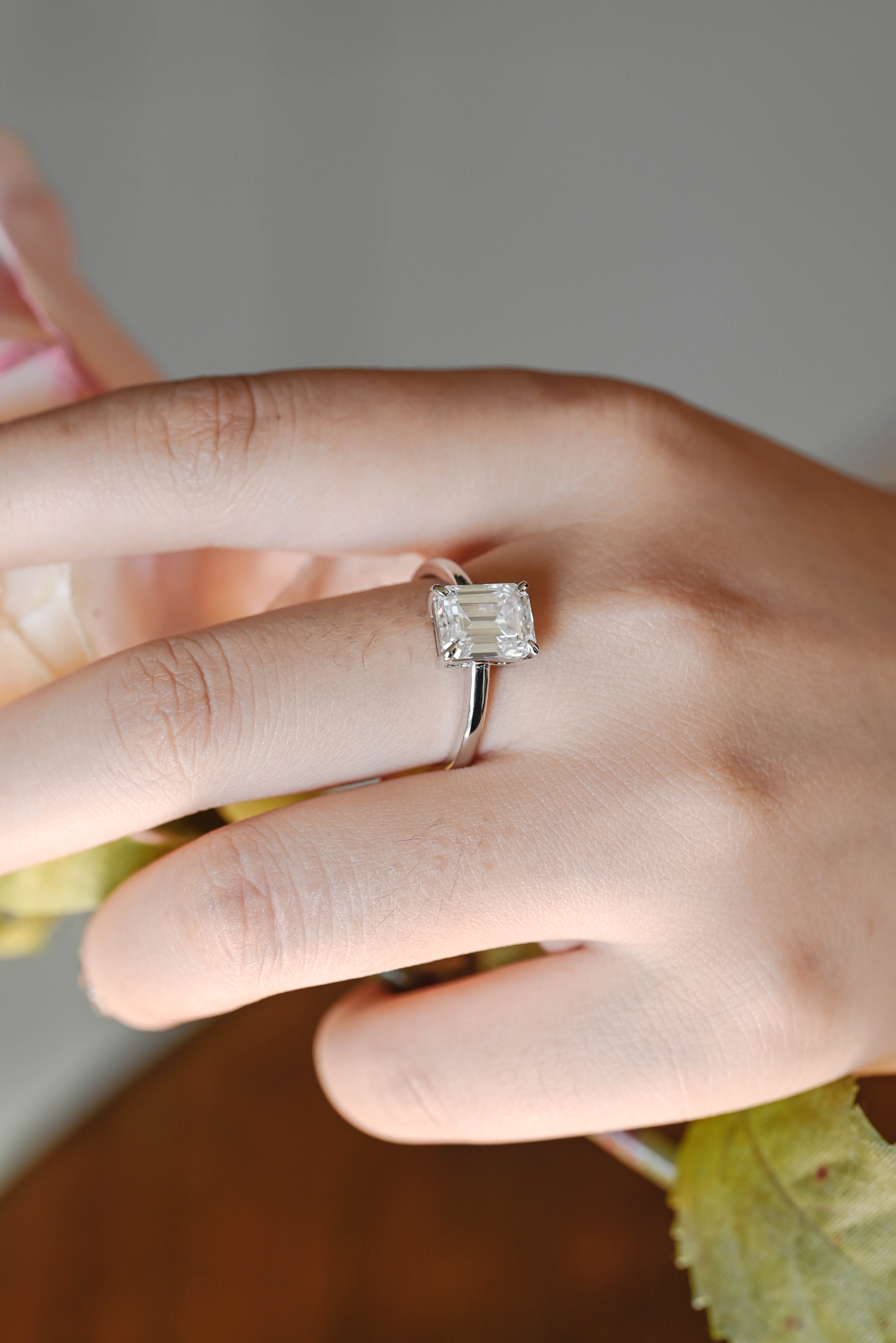 IGI Certified 1-5 Carat D Color VS1 Clarity Emerald Cut Lab Grown Diamond Engagement Ring in 14K/18K Gold or Platinum