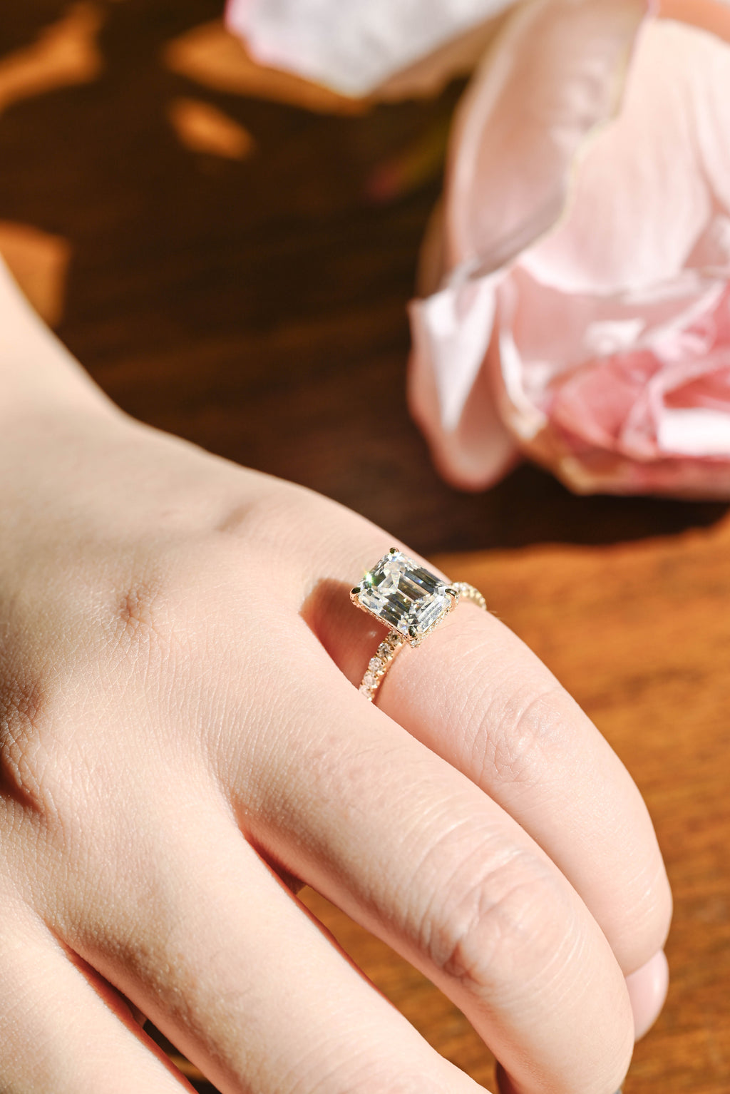 IGI Certified 1-5 Carat D Color VS1 Clarity Emerald Cut Lab Grown Diamond Engagement Ring in 14K/18K Gold or Platinum