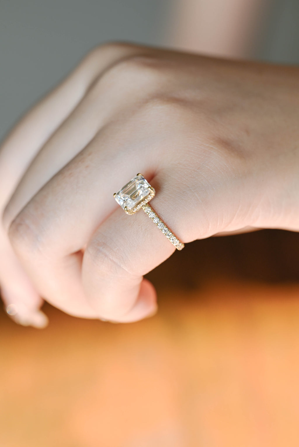 IGI Certified 1-5 Carat D Color VS1 Clarity Emerald Cut Lab Grown Diamond Engagement Ring in 14K/18K Gold or Platinum