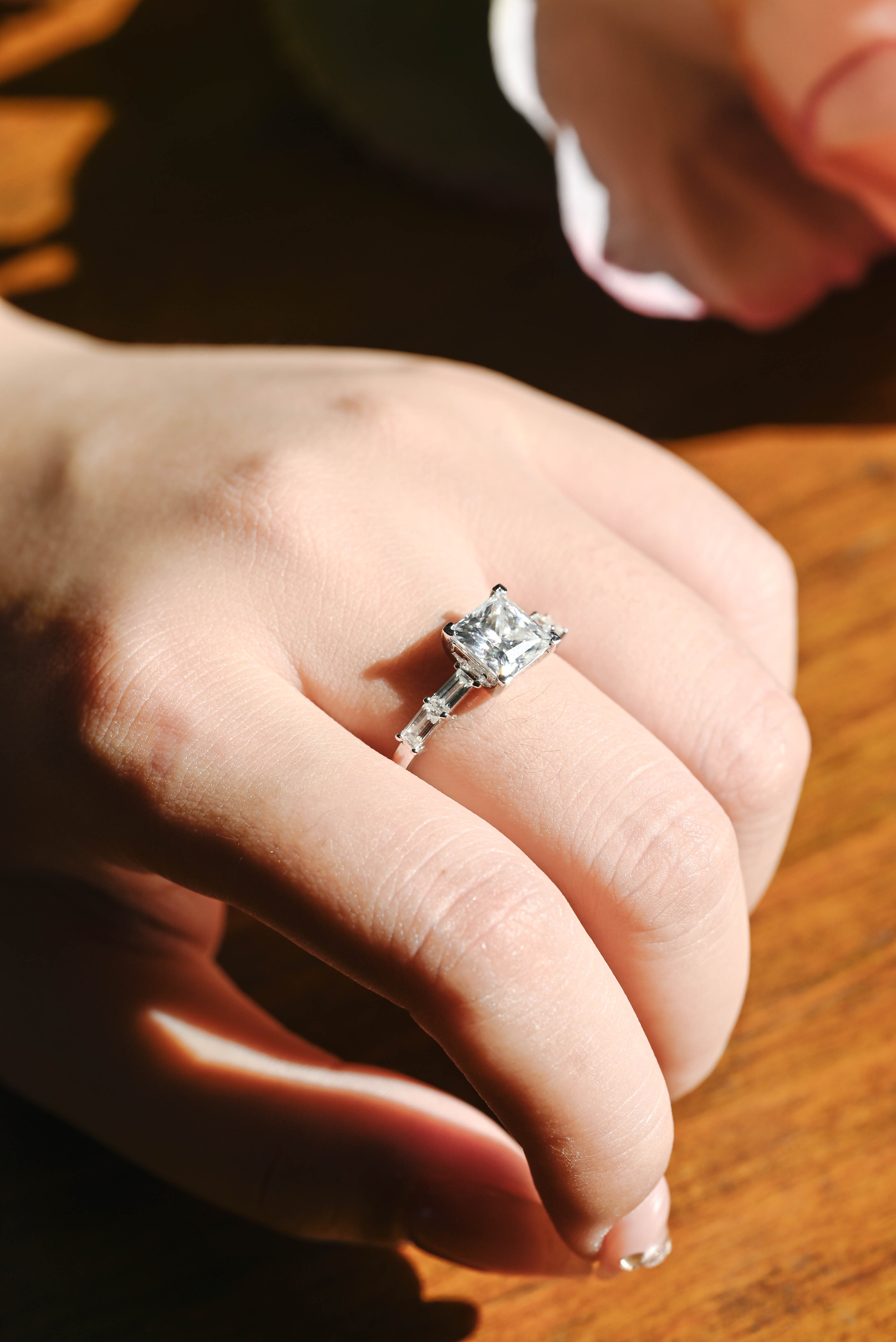 IGI Certified Princess Cut Lab Grown Diamond Ring - 1-5 CT D VS1 - 14K/18K Gold & Platinum