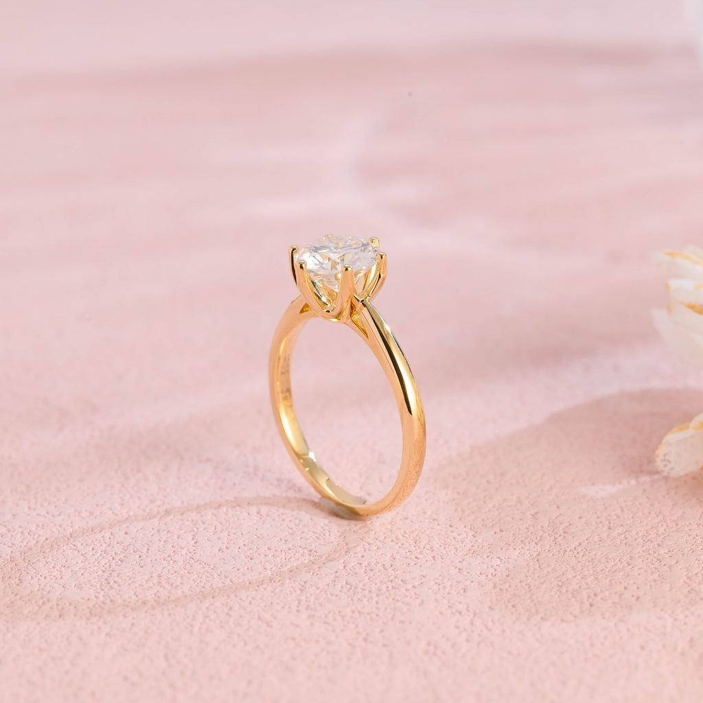 classic 6 prong round brilliant lab grown diamond solitaire engagement ring d color vs1 in 14k white gold