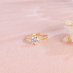 side profile view of high polish solid shank lab created round diamond ring with traditional 6 prongs