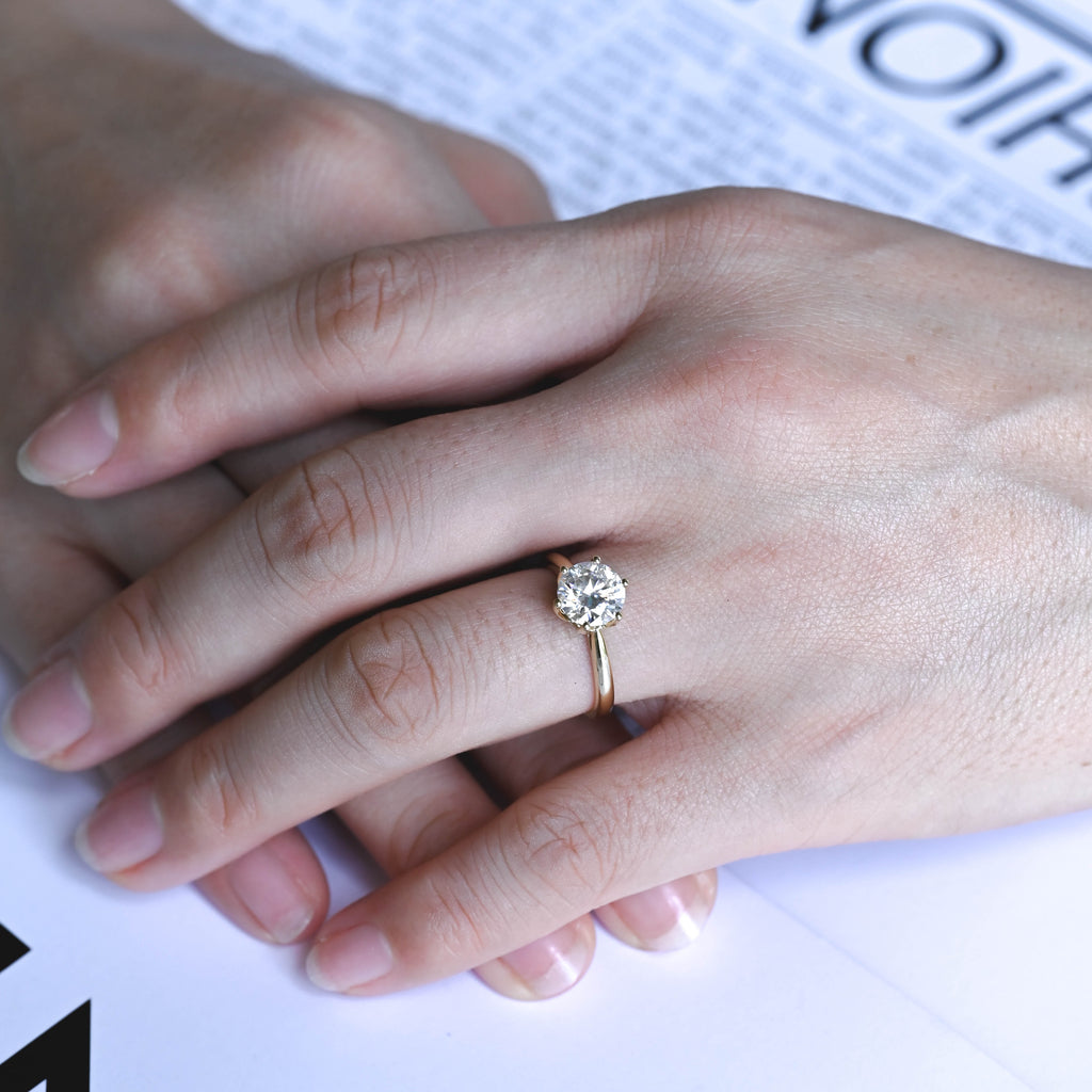 premium ethical lab grown round diamond solitaire ring with luxury gift box and igi certificate