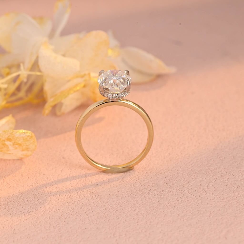 IGI Certified 1-5 Carat Oval Lab Grown Diamond Two-Tone Ring | D VS1 EX | 14K 18K Gold & Platinum
