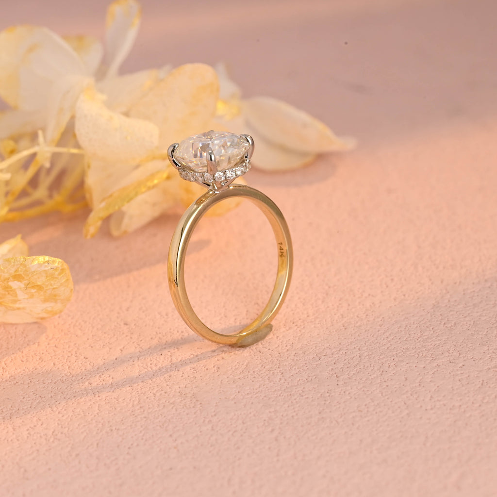 IGI Certified 1-5 Carat Oval Lab Grown Diamond Two-Tone Ring | D VS1 EX | 14K 18K Gold & Platinum