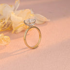 IGI Certified 1-5 Carat Oval Lab Grown Diamond Two-Tone Ring | D VS1 EX | 14K 18K Gold & Platinum