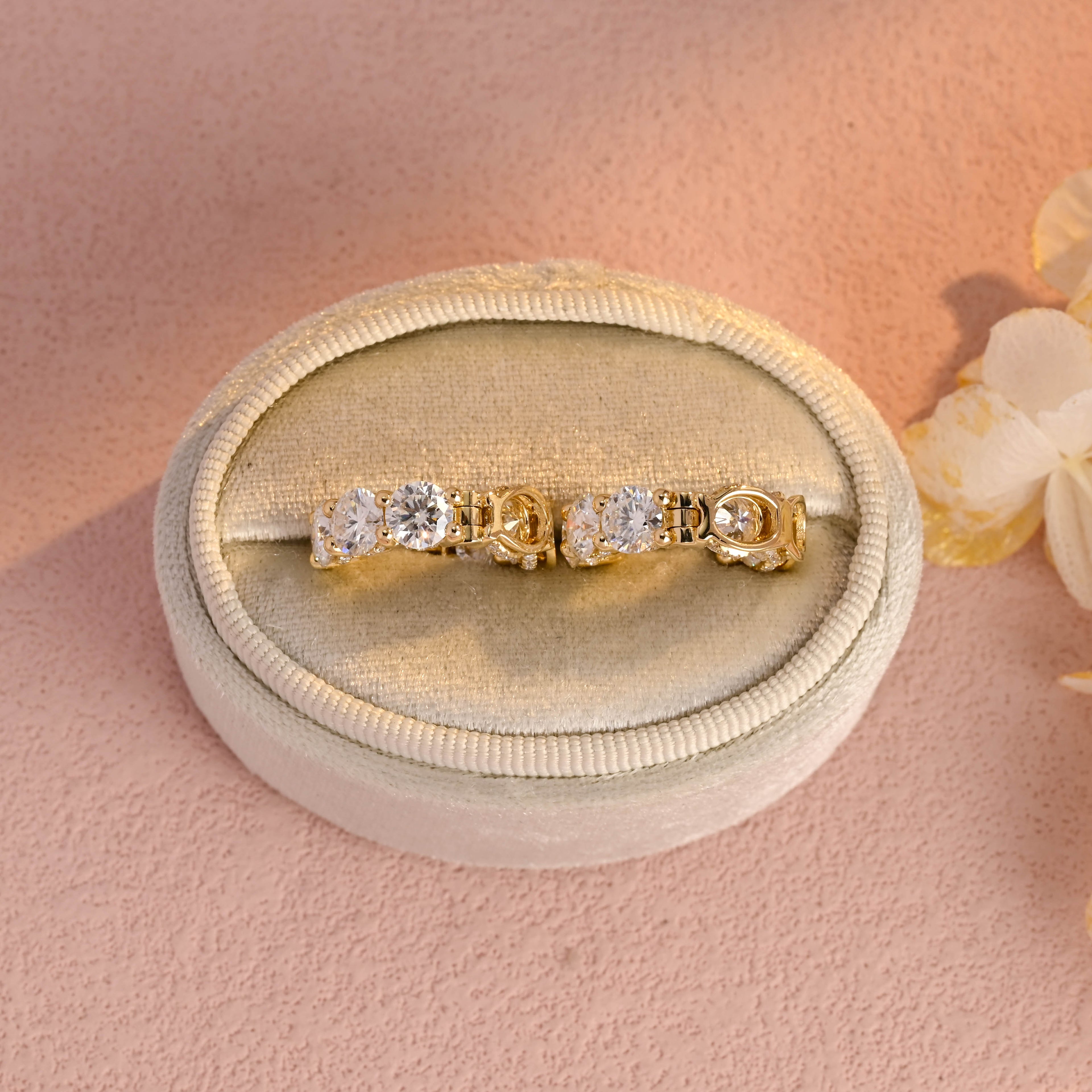 5.12 CTW Triple Halo Round Lab Grown Diamond Studs | D-E VVS-VS | 14K 18K Gold & Platinum