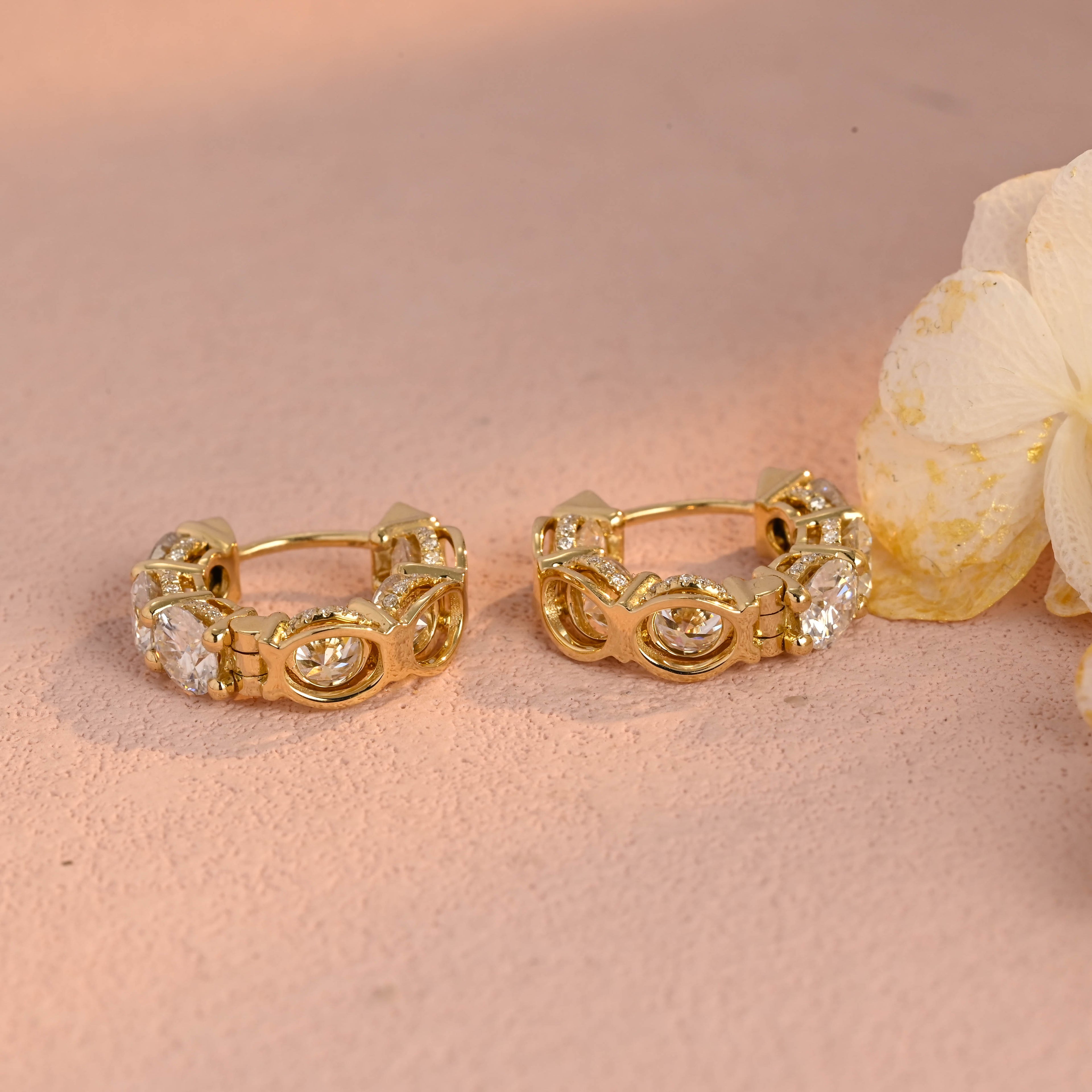 5.12 CTW Triple Halo Round Lab Grown Diamond Studs | D-E VVS-VS | 14K 18K Gold & Platinum