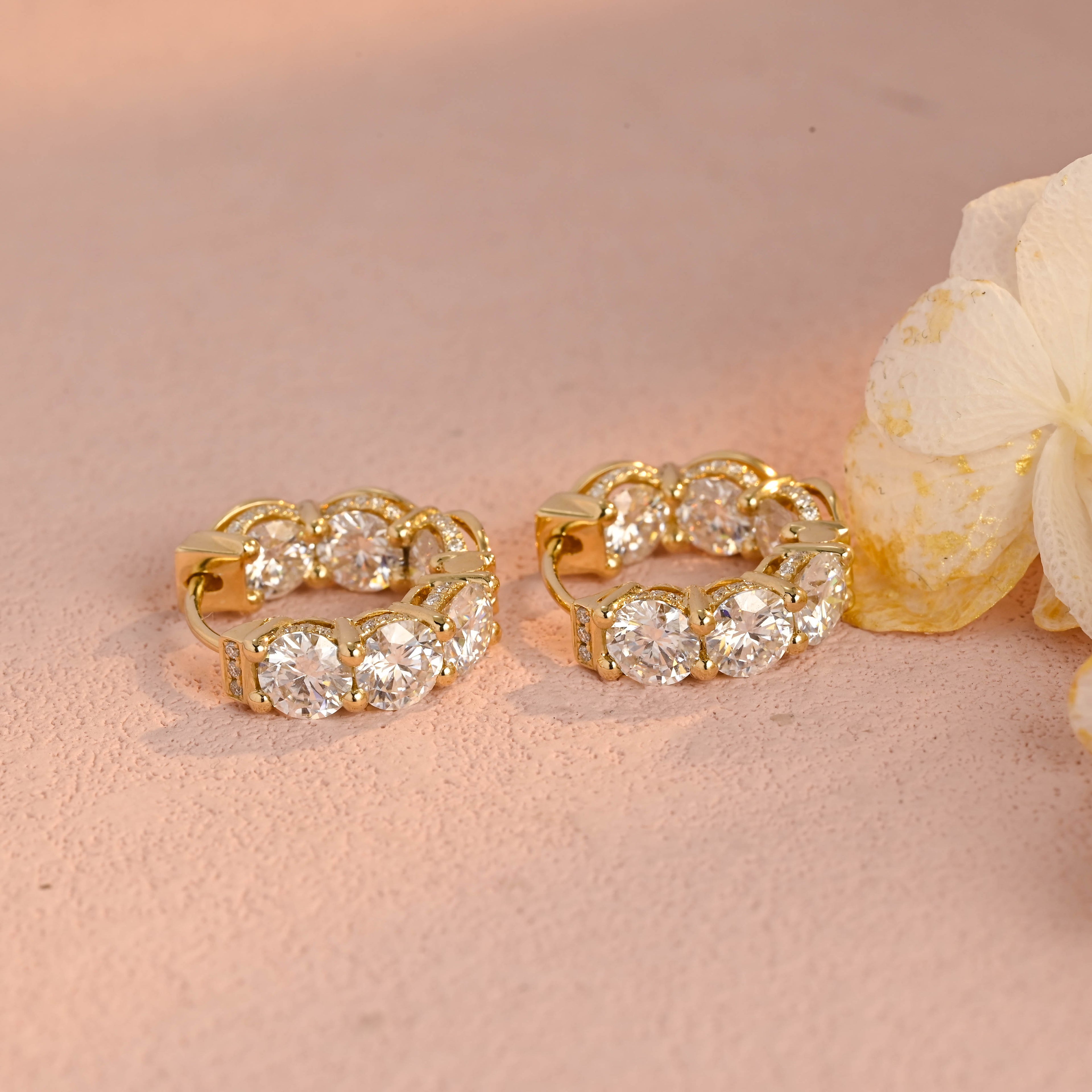 5.12 CTW Triple Halo Round Lab Grown Diamond Studs | D-E VVS-VS | 14K 18K Gold & Platinum