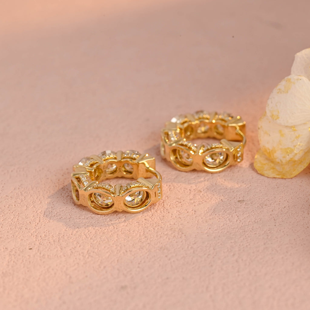 5.12 CTW Triple Halo Round Lab Grown Diamond Studs | D-E VVS-VS | 14K 18K Gold & Platinum