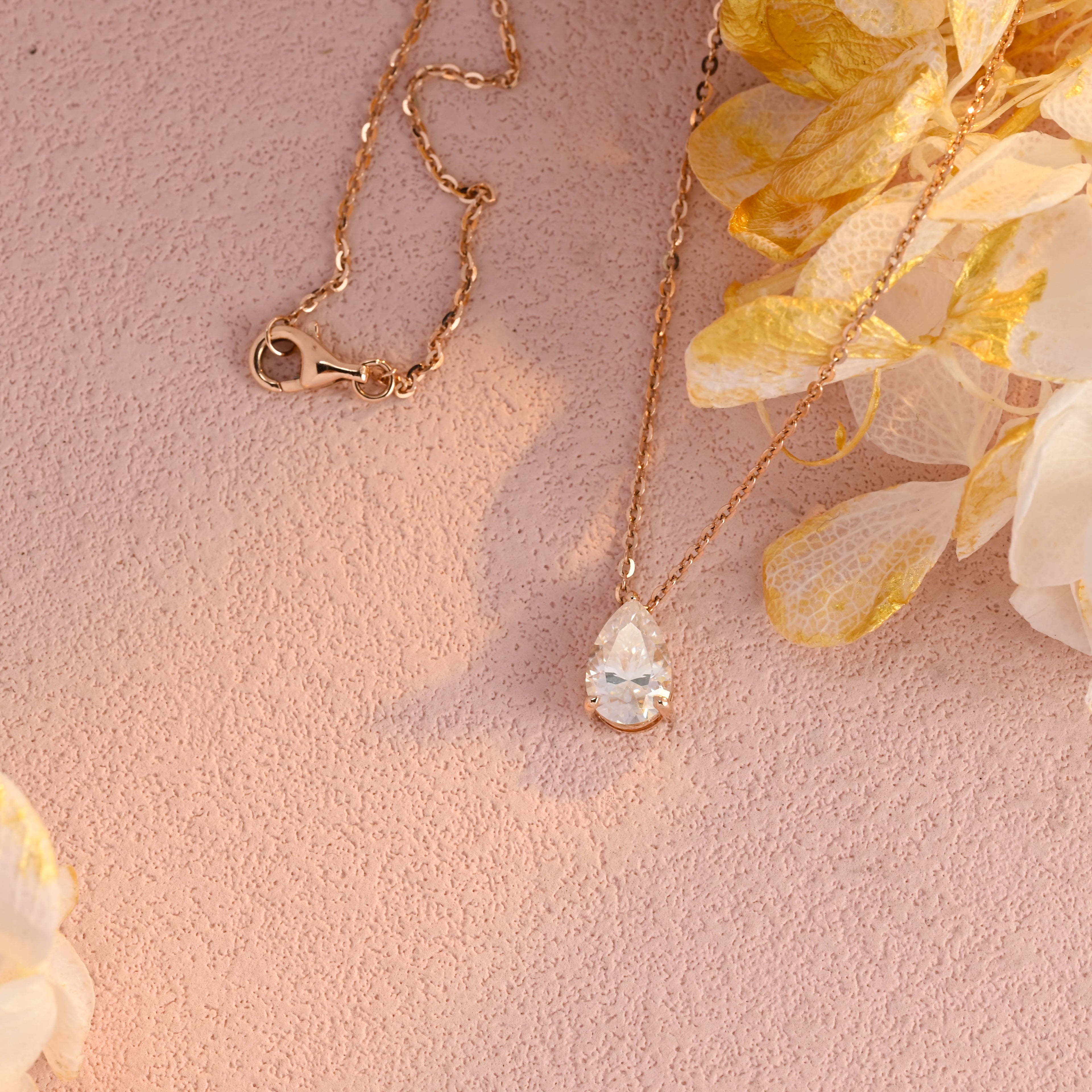 IGI Certified Pear Shaped Lab Grown Diamond Pendant Necklace | 1-5 CT | D VS1 EX | 14K 18K Gold & Platinum