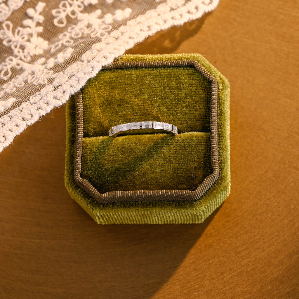 9-Stone Emerald Cut Multi-Stone Wedding Band - D-E Color VVS-VS - 14K 18K Gold & Platinum