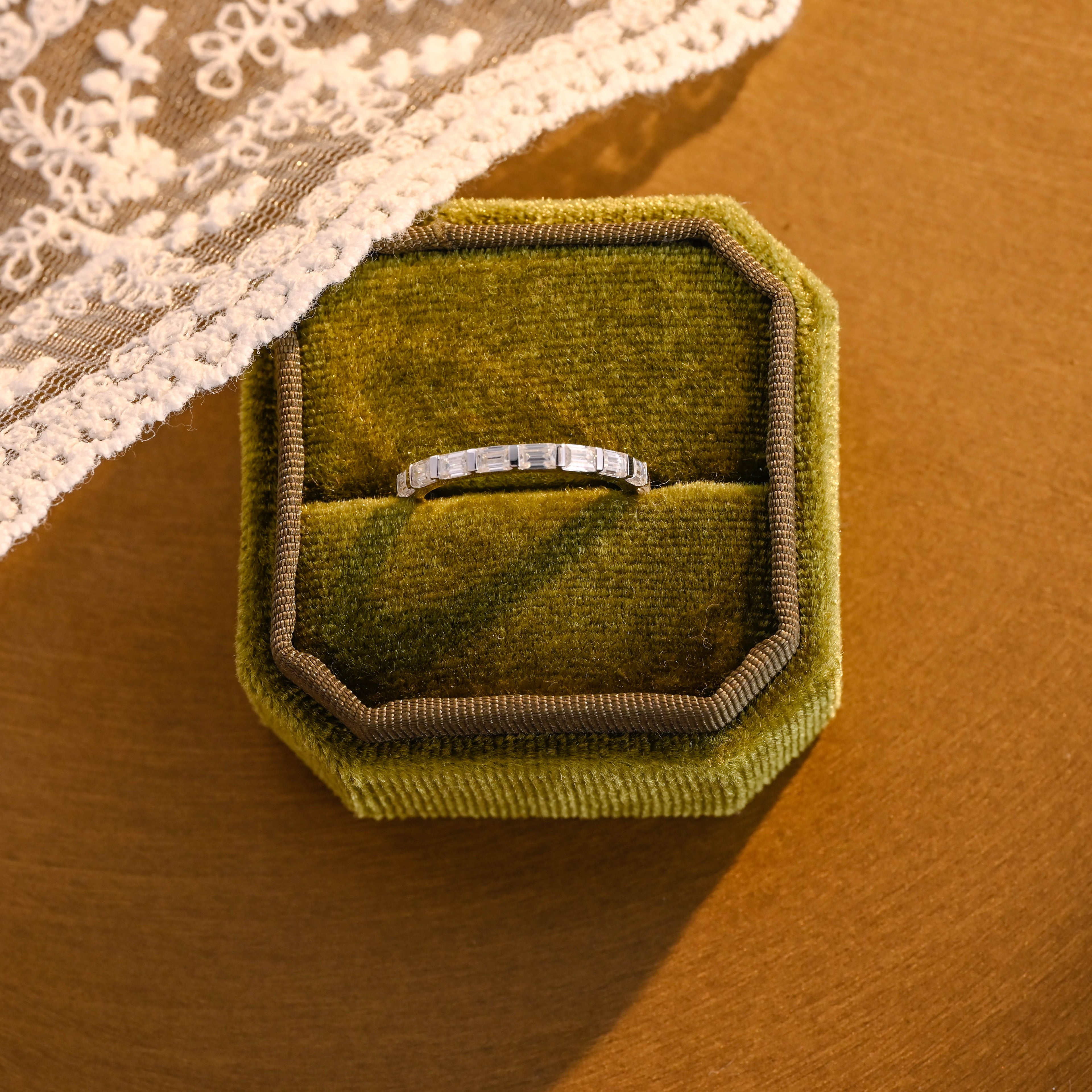 9-Stone Emerald Cut Multi-Stone Wedding Band - D-E Color VVS-VS - 14K 18K Gold & Platinum