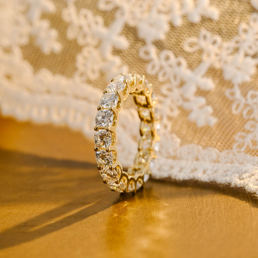 Ultra-Brilliant Round Lab Diamond Row Ring | D-E VVS-VS | 14K 18K Solid Gold